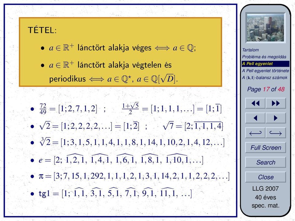 ..] = [1;2] ; 7 = [2;1,1,1,4] ˆ 3 2 = [1;3,1,5,1,1,4,1,1,8,1,14,1,10,2,1,4,12,.