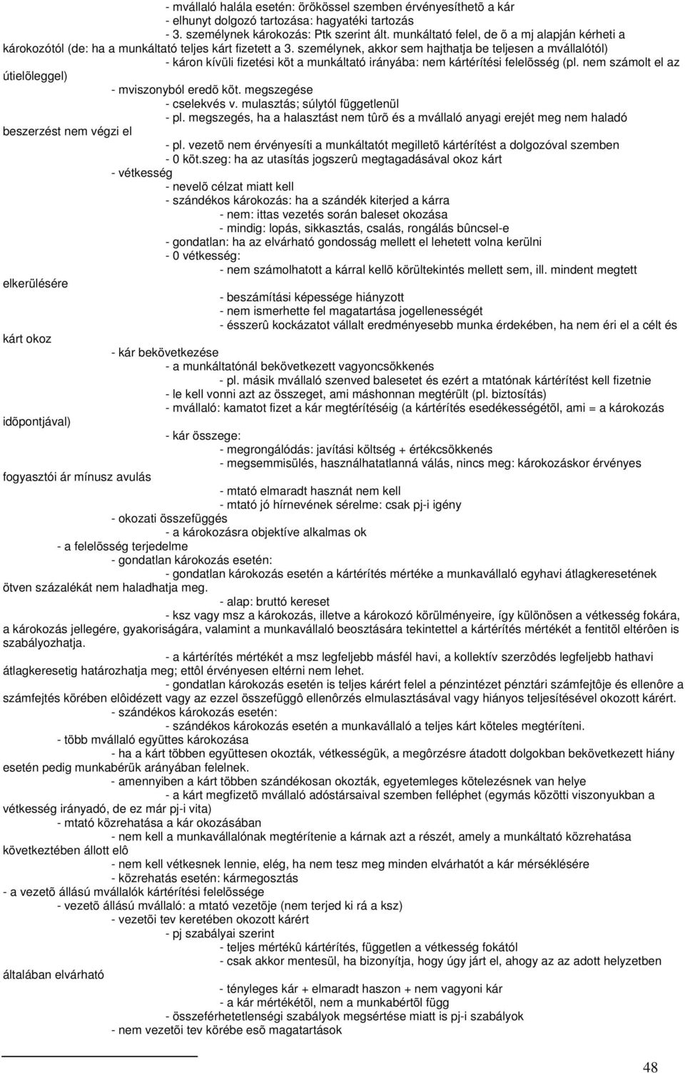 személynek, akkor sem hajthatja be teljesen a mvállalótól) - káron kívüli fizetési köt a munkáltató irányába: nem kártérítési felelõsség (pl. nem számolt el az útielõleggel) - mviszonyból eredõ köt.