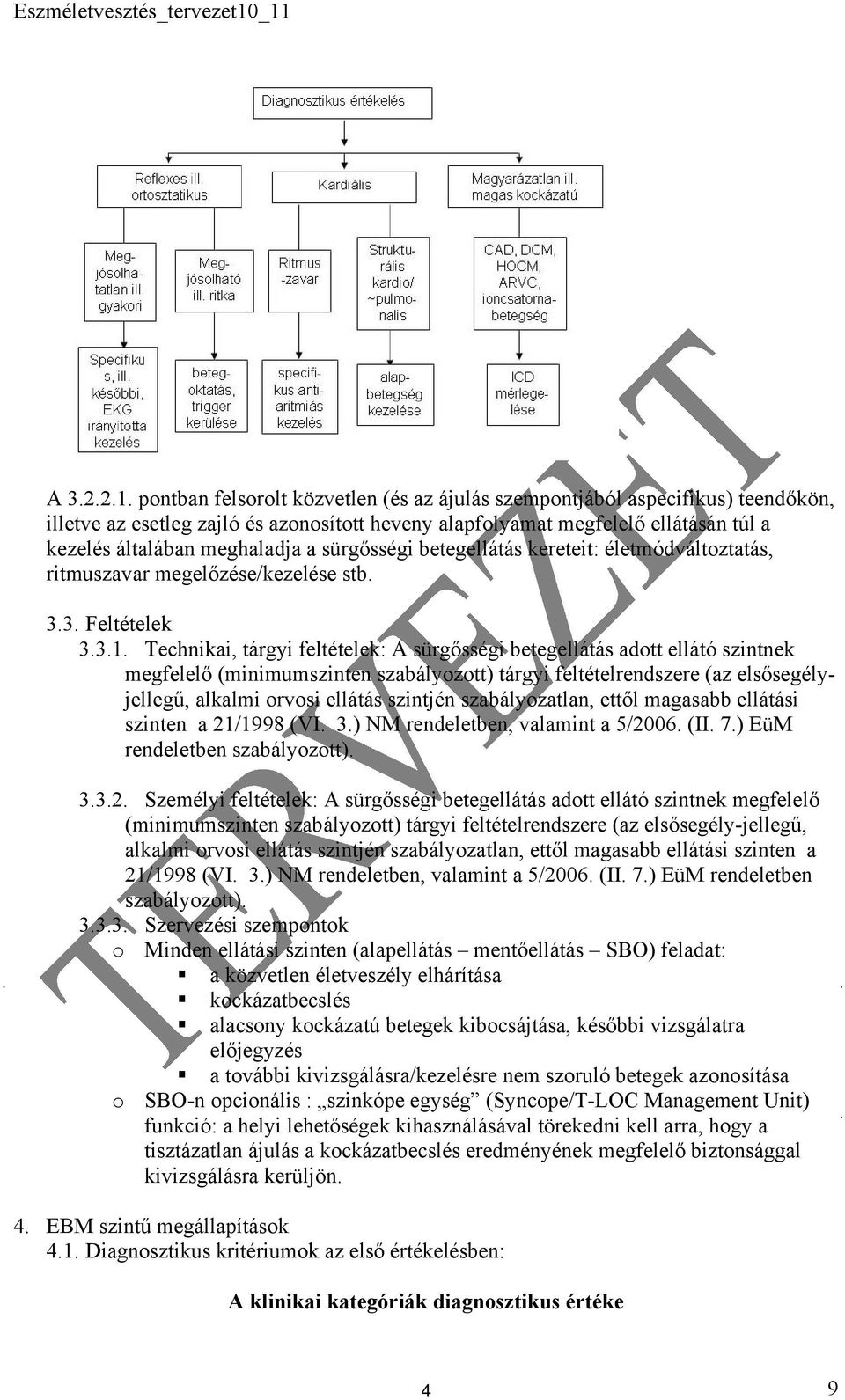 sürgősségi betegellátás kereteit: életmódváltoztatás, ritmuszavar megelőzése/kezelése stb. 3.3. Feltételek 3.3.1.