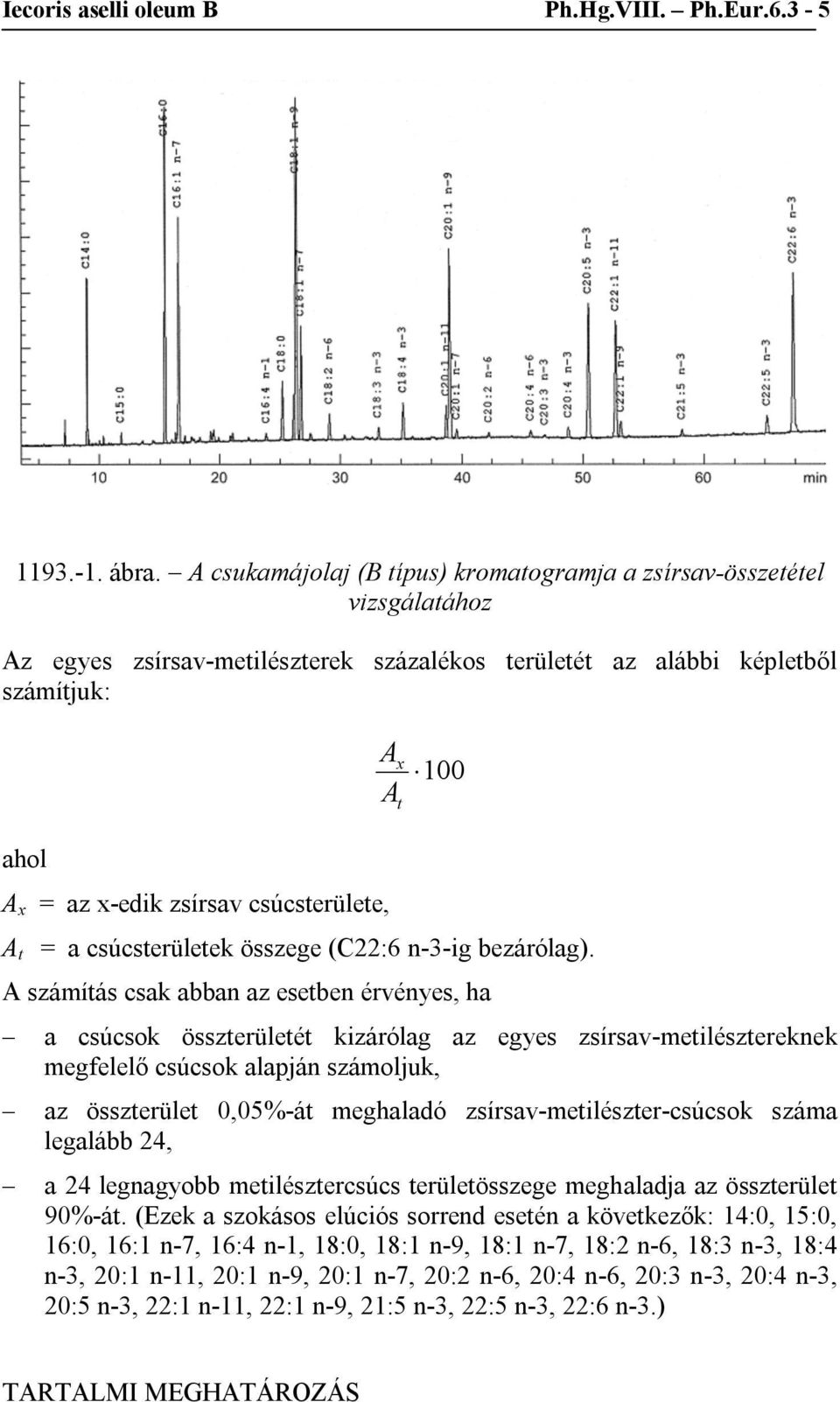 csúcsterülete, t = a csúcsterületek összege (C22:6 n-3-ig bezárólag).