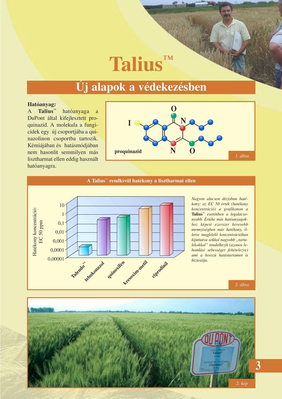 ábra A Talius rendkívül hatékony a lisztharmat ellen Hatékony koncentráció: EC 50 ppm 1 0,1 0,01 0,001 0,0001 0,00001 Talendo tebukonazol quinoxifen kresoxim-metil ciprodinil Nagyon alacson dózisban