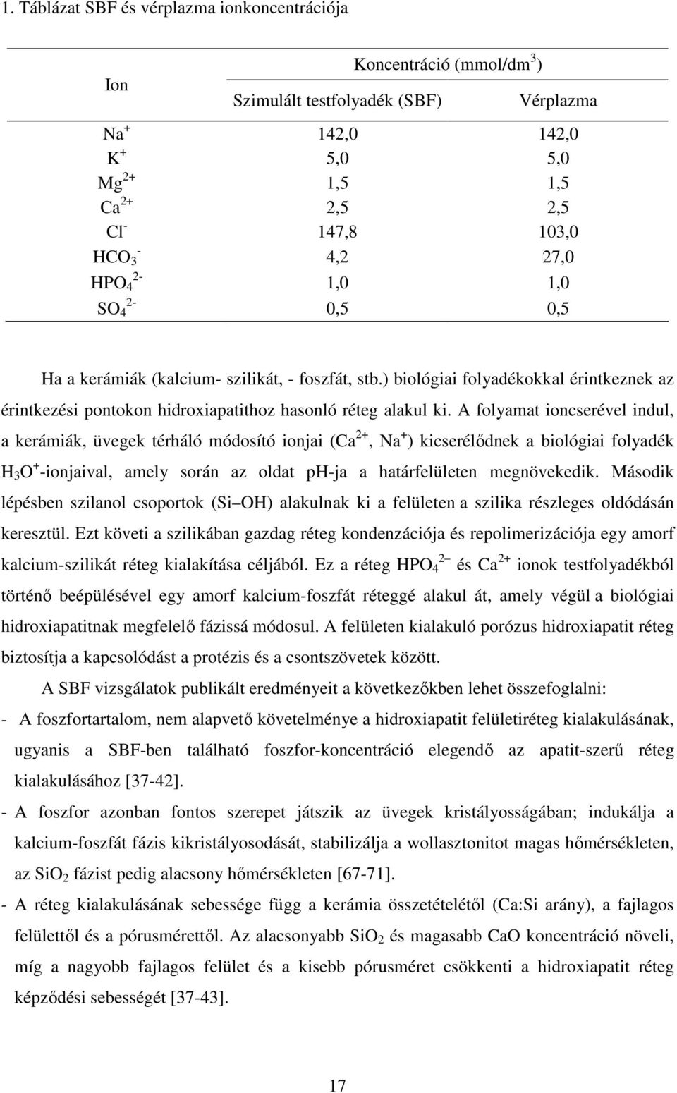 A folyamat ioncserével indul, a kerámiák, üvegek térháló módosító ionjai (Ca 2+, Na + ) kicserélődnek a biológiai folyadék H 3 O + -ionjaival, amely során az oldat ph-ja a határfelületen megnövekedik.