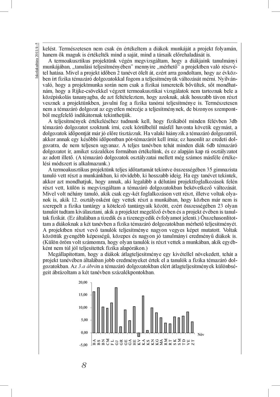 Mivel a projekt időben 2 tanévet ölelt át, ezért arra gondoltam, hogy az évközben írt fizika témazáró dolgozatokkal fogom a teljesítményük változását mérni.