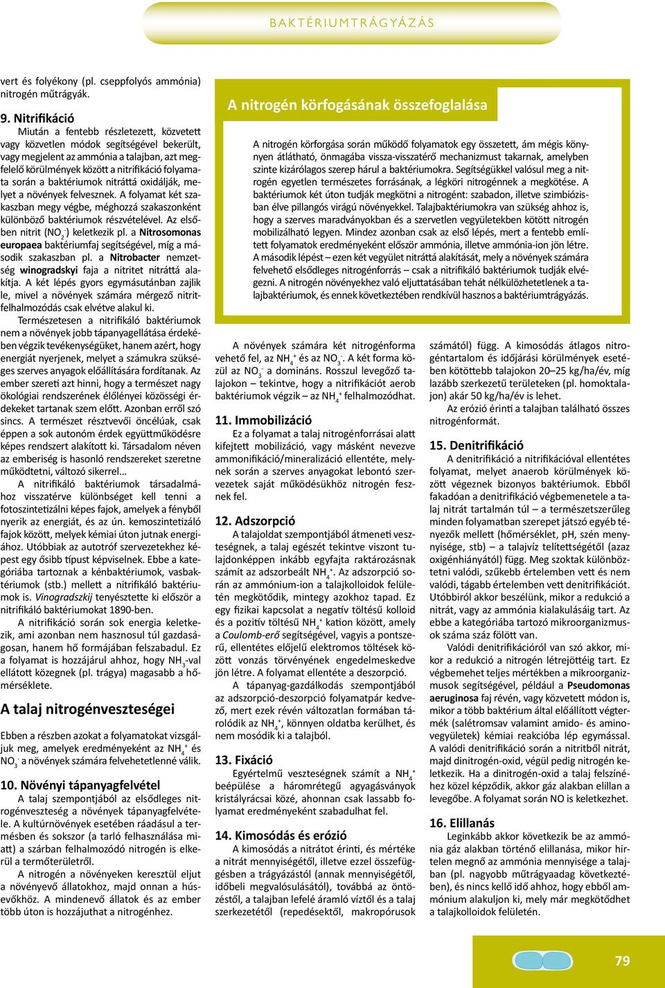 a baktériumok nitráttá oxidálják, melyet a növények felvesznek. A folyamat két szakaszban megy végbe, méghozzá szakaszonként különböző baktériumok részvételével.