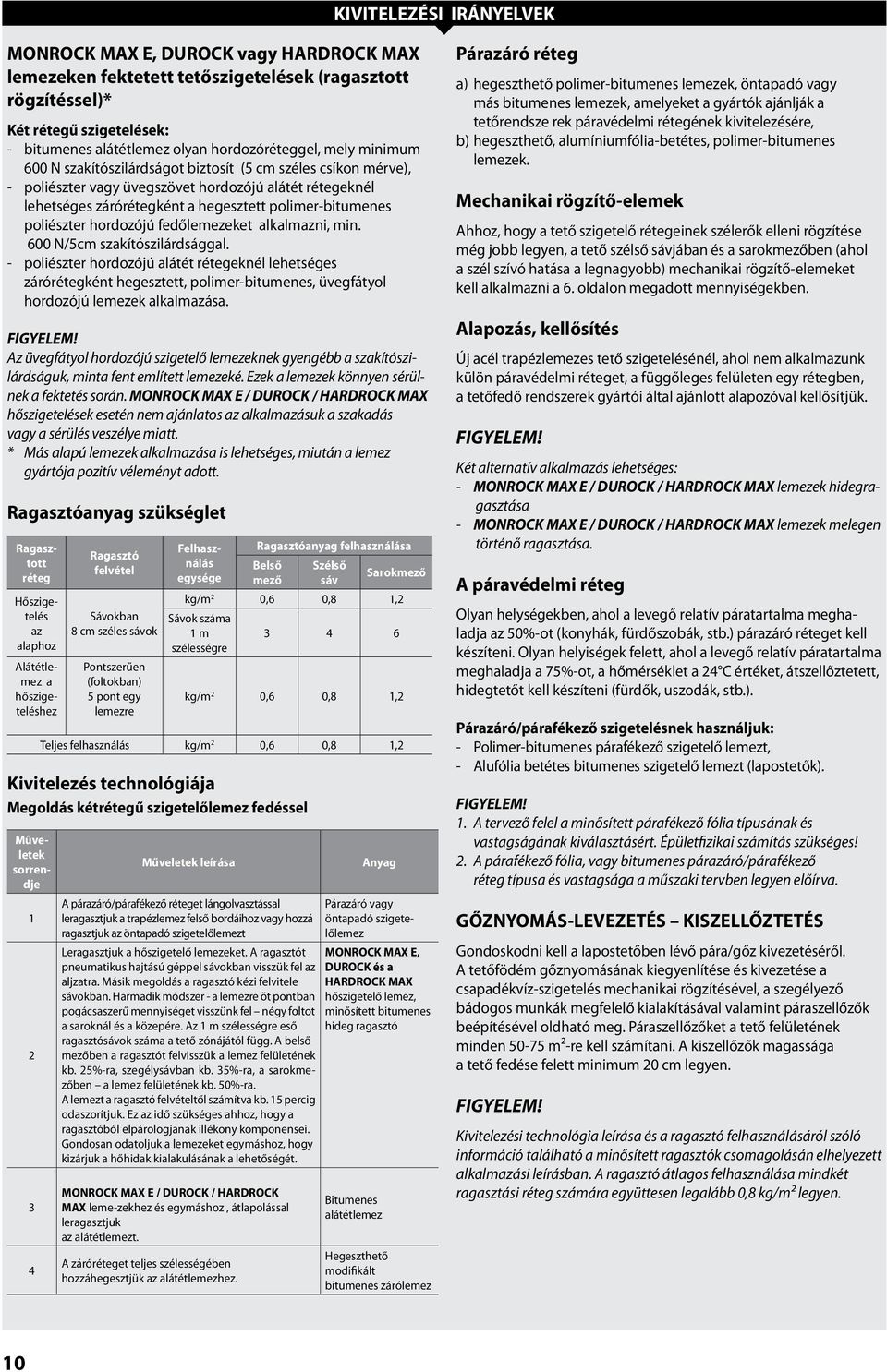 hordozójú fedőlemezeket alkalmazni, min. 600 N/cm szakítószilárdsággal.