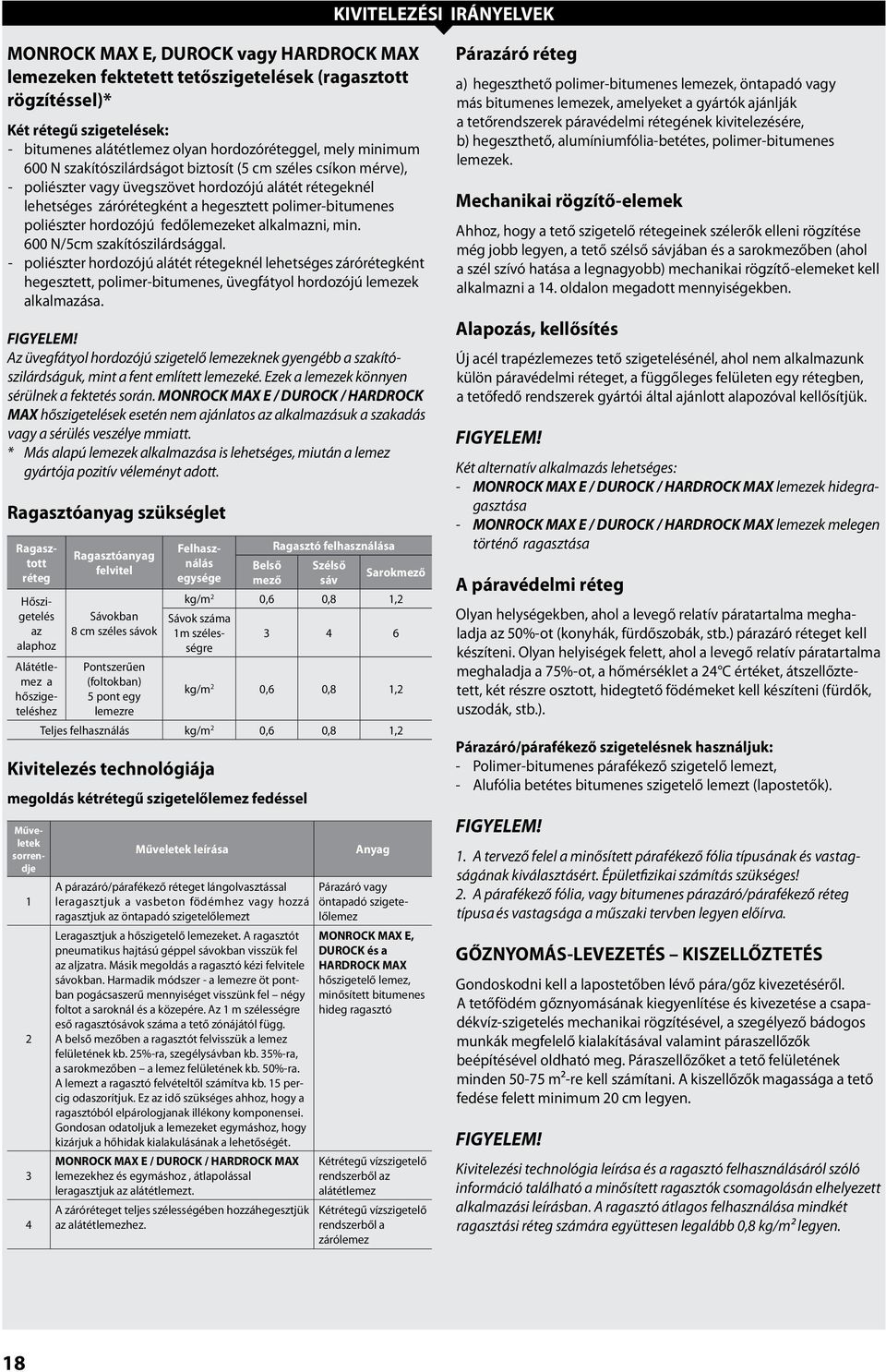 hordozójú fedőlemezeket alkalmazni, min. 600 N/cm szakítószilárdsággal.