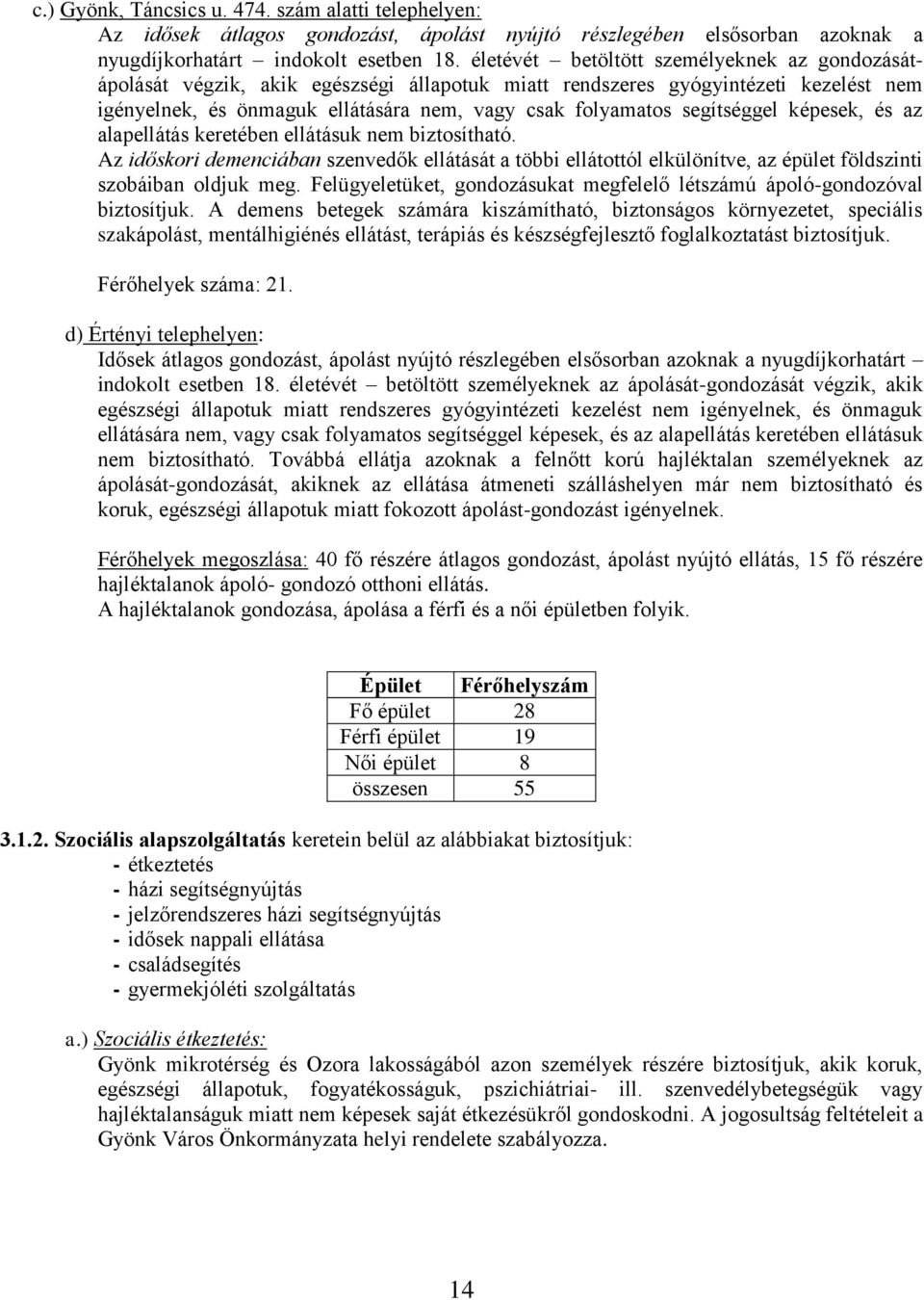 segítséggel képesek, és az alapellátás keretében ellátásuk nem biztosítható. Az időskori demenciában szenvedők ellátását a többi ellátottól elkülönítve, az épület földszinti szobáiban oldjuk meg.