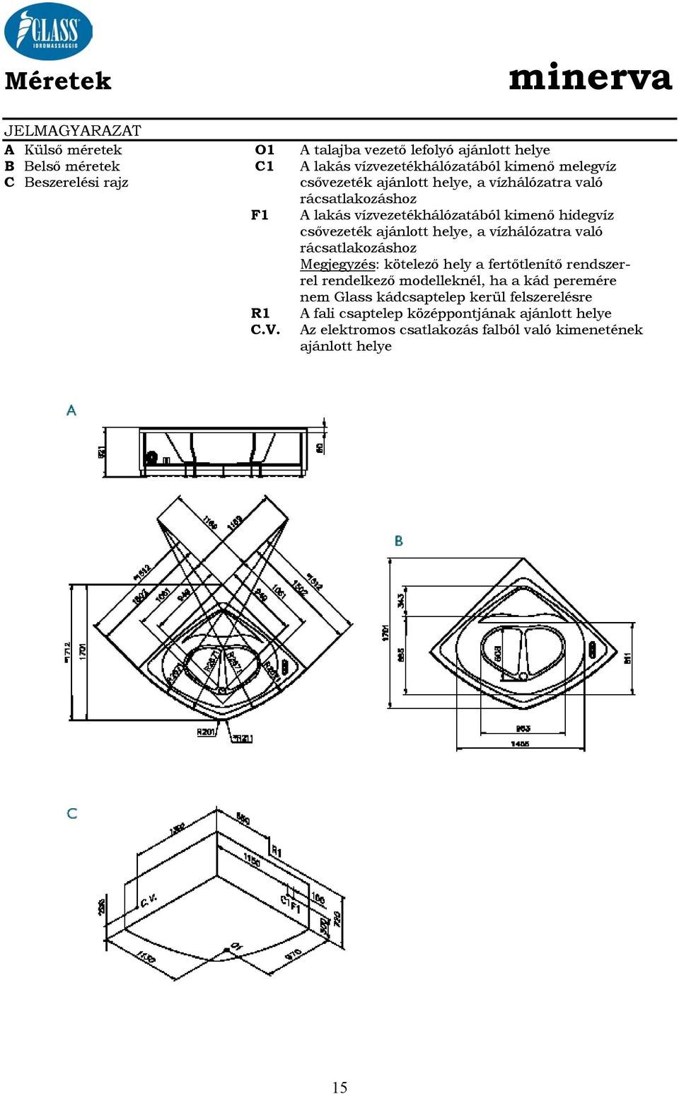 kötelező hely a fertőtlenítő rendszerrel rendelkező modelleknél, ha a kád peremére nem Glass kádcsaptelep kerül