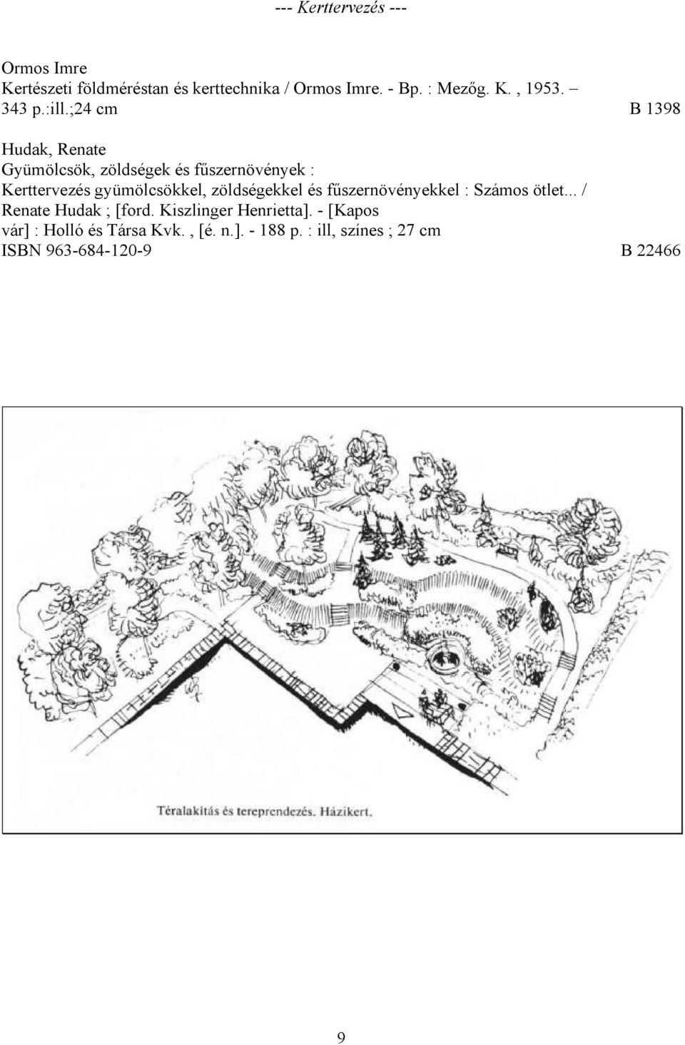 ;24 cm B 1398 Hudak, Renate Gyümölcsök, zöldségek és fűszernövények : Kerttervezés gyümölcsökkel,