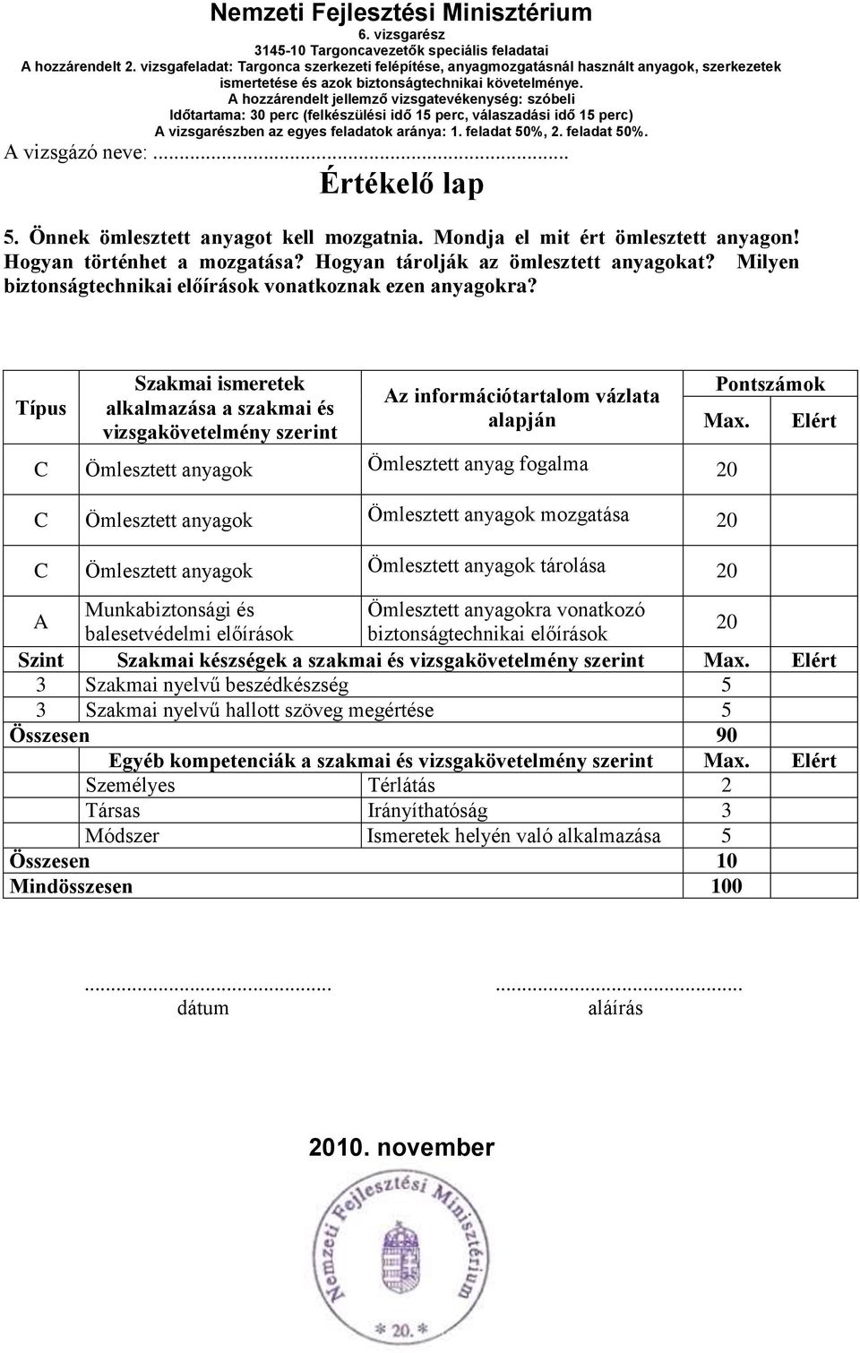 Típus Szakmai ismeretek alkalmazása a szakmai és vizsgakövetelmény szerint z információtartalom vázlata alapján C Ömlesztett anyagok Ömlesztett anyag fogalma 20 C Ömlesztett anyagok Ömlesztett