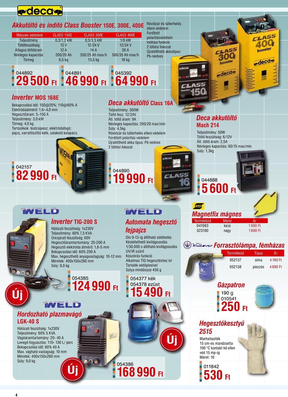 fokozat ratölthető akkutípus: Pb-nedves 044892 29 500 Ft 044891 46990 Ft 045392 64990 Ft Inverter MOS 168E Bekapcsolási idő: 150@20%; 110@60% A Elektródaátmérő: 1,6 4,0 mm Hegesztőáram: 5 150 A