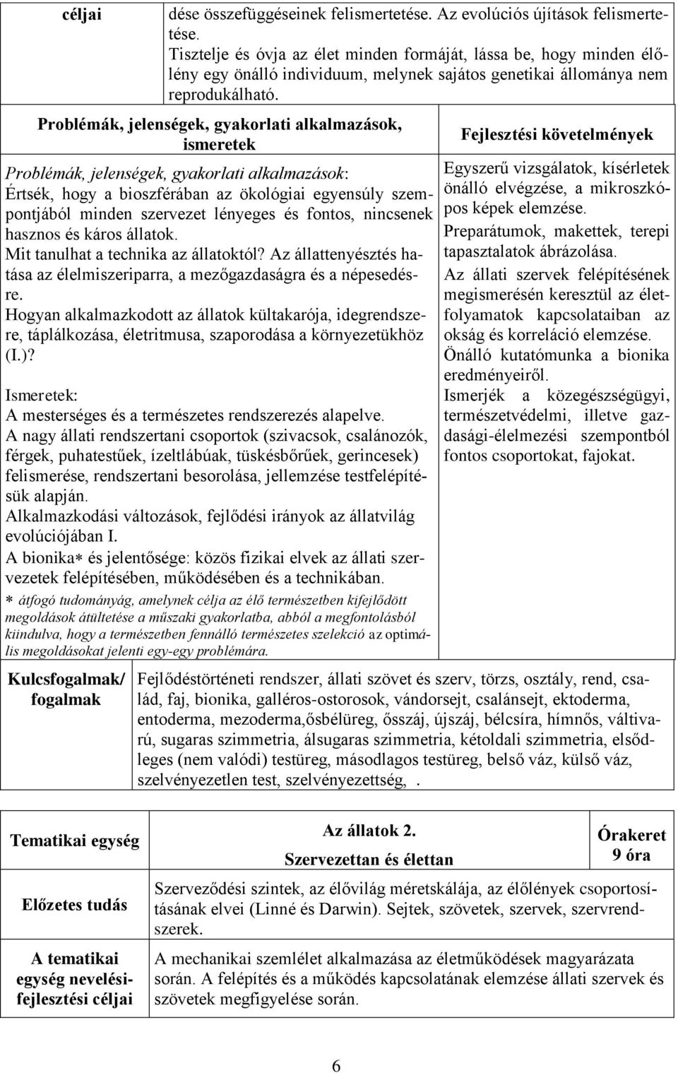 Problémák, jelenségek, gyakorlati alkalmazások, ismeretek Problémák, jelenségek, gyakorlati alkalmazások: Értsék, hogy a bioszférában az ökológiai egyensúly szempontjából minden szervezet lényeges és