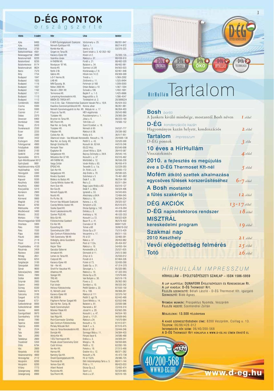 35/300-135 Balatonalmádi 8220 Számfira István Rákóczi u. 37. 88/438-910 Balatonfüred 8230 H-THERM Kft. Fürdõ u. 21. 88/482-520 Balatonkenese 8174 Novépszer '97 Kft. Balatoni u. 34.
