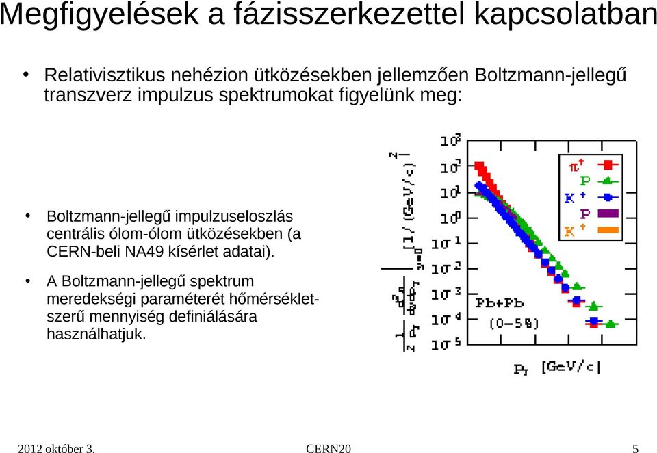 Boltzmann-jellegű impulzuseloszlás centrális ólom-ólom ütközésekben (a CERN-beli NA49