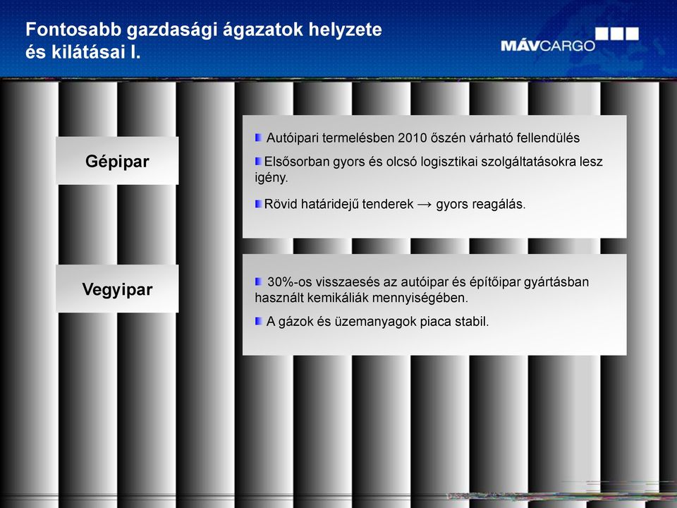 logisztikai szolgáltatásokra lesz igény. Rövid határidejű tenderek gyors reagálás.