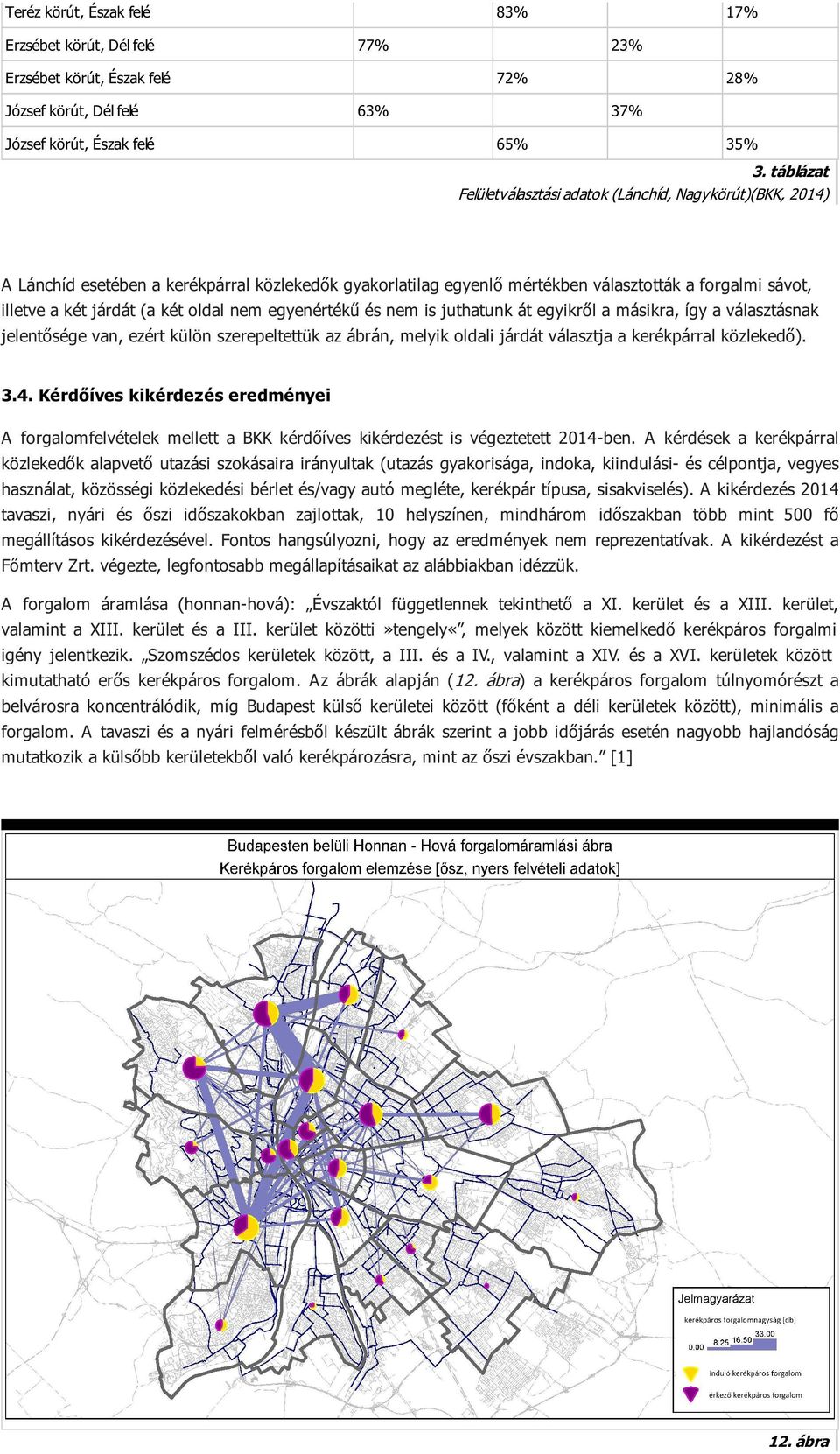 két oldal nem egyenértékű és nem is juthatunk át egyikről a másikra, így a választásnak jelentősége van, ezért külön szerepeltettük az ábrán, melyik oldali járdát választja a kerékpárral közlekedő).