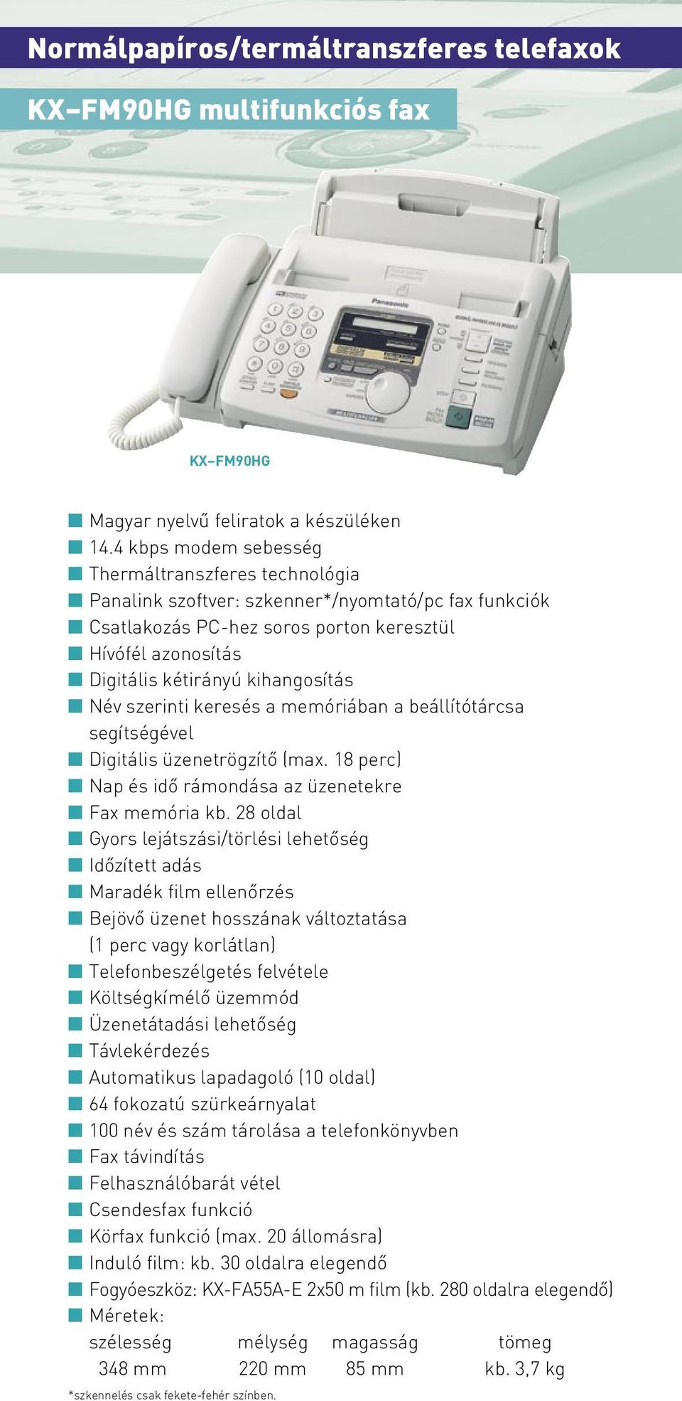 Hôpapíros telefaxok KX-FT906HG-B/KX-FT908HG-B - PDF Free Download