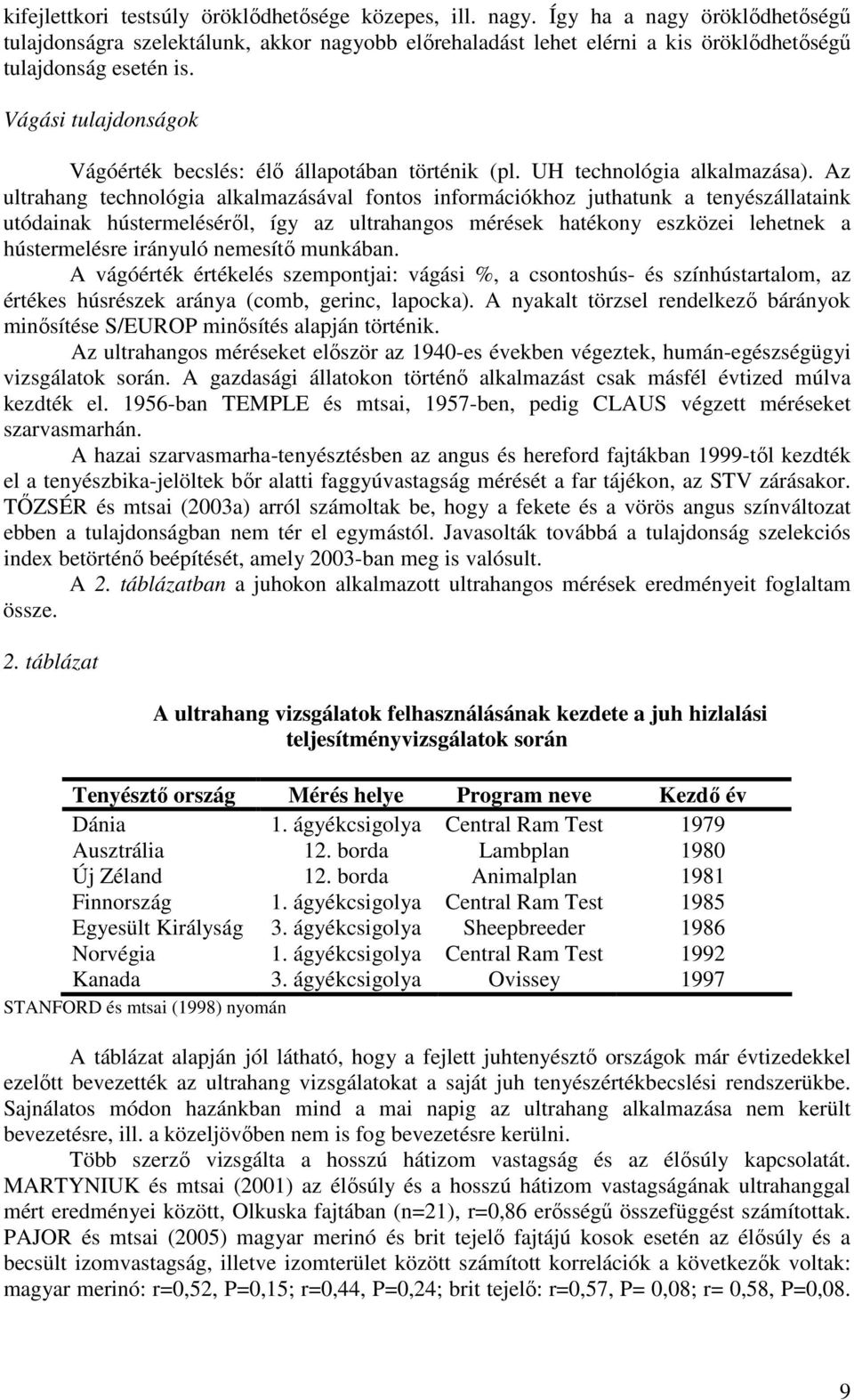 Vágási tulajdonságok Vágóérték becslés: élı állapotában történik (pl. UH technológia alkalmazása).