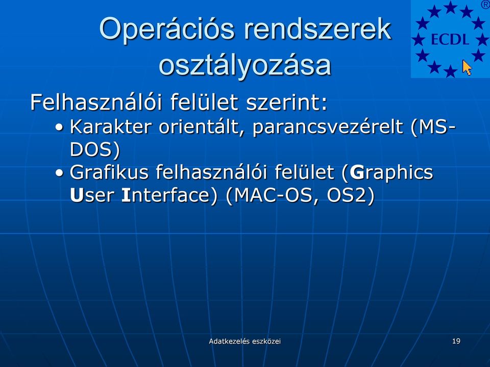 parancsvezérelt (MS- DOS) Grafikus felhasználói