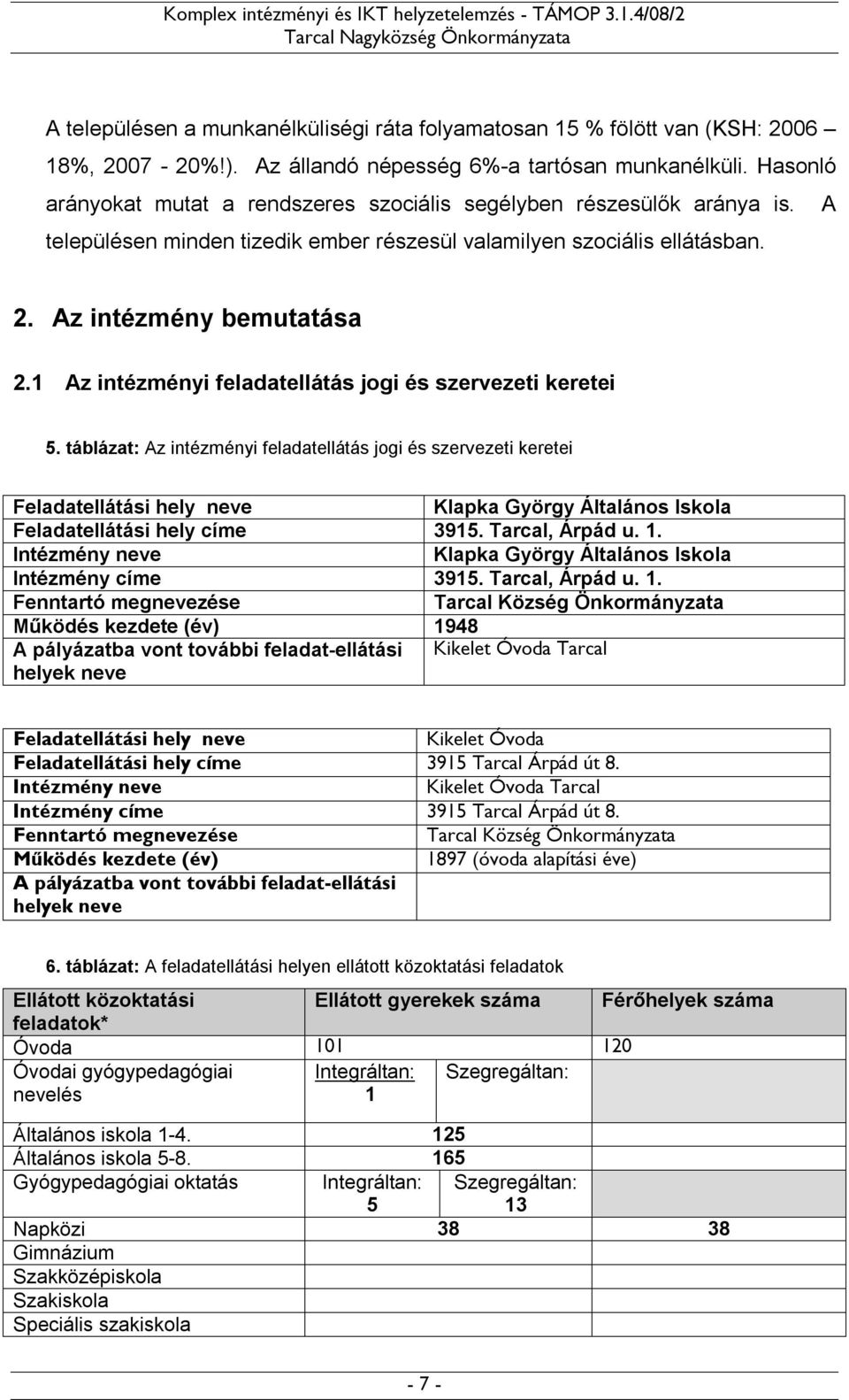 1 Az intézményi feladatellátás jogi és szervezeti keretei 5.