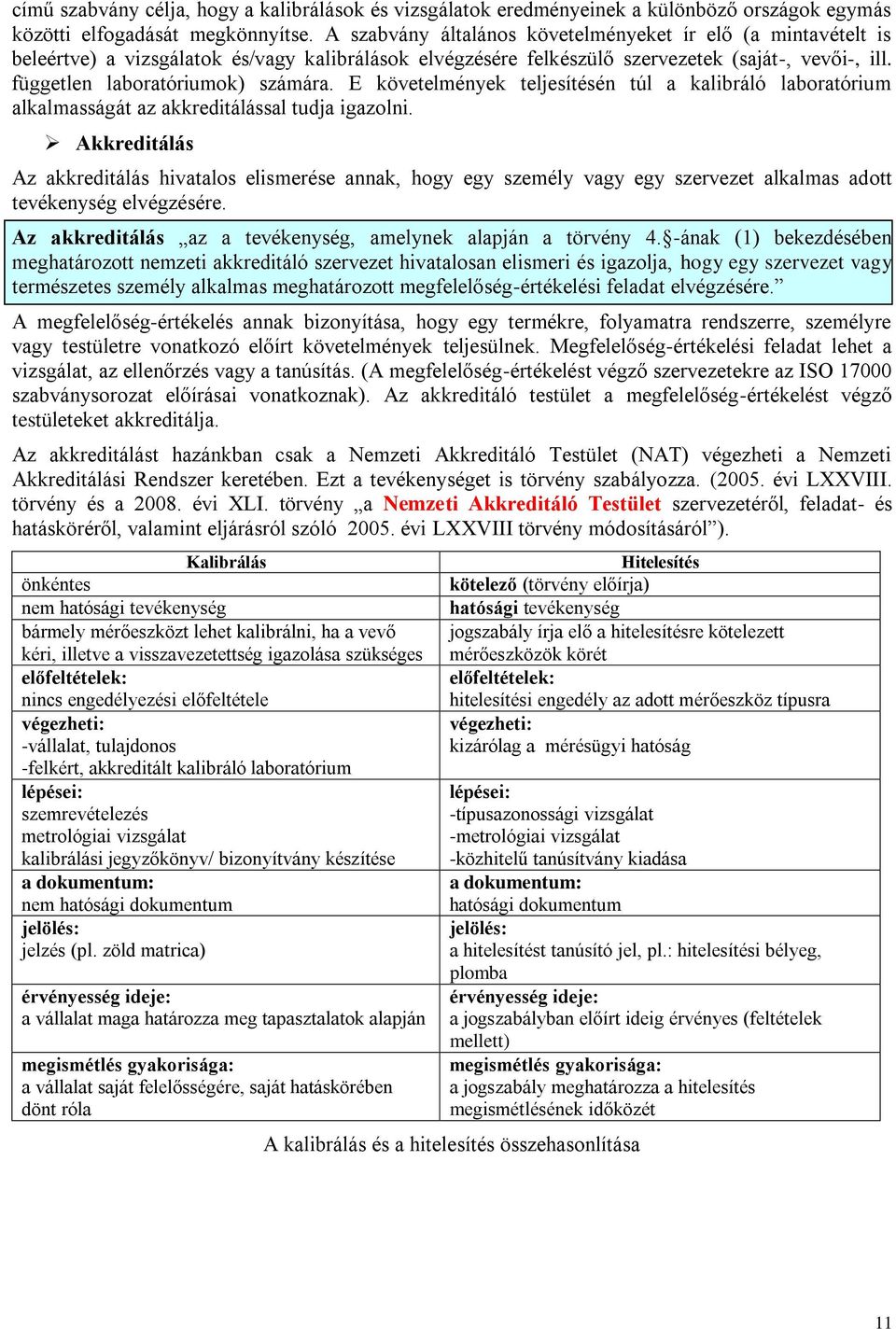 E követelmények teljesítésén túl a kalibráló laboratórium alkalmasságát az akkreditálással tudja igazolni.