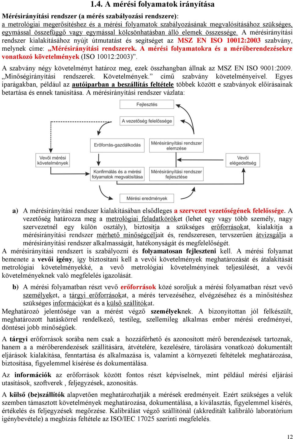 A mérésirányítási rendszer kialakításához nyújt útmutatást és segítséget az MSZ EN ISO 10012:2003 szabvány, melynek címe: Mérésirányítási rendszerek.