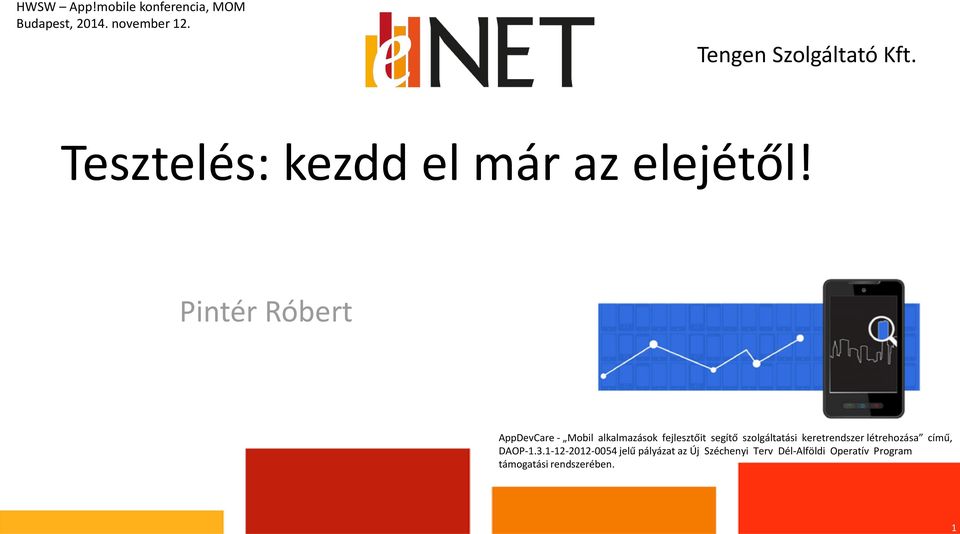 Pintér Róbert AppDevCare - Mobil alkalmazások fejlesztőit segítő szolgáltatási