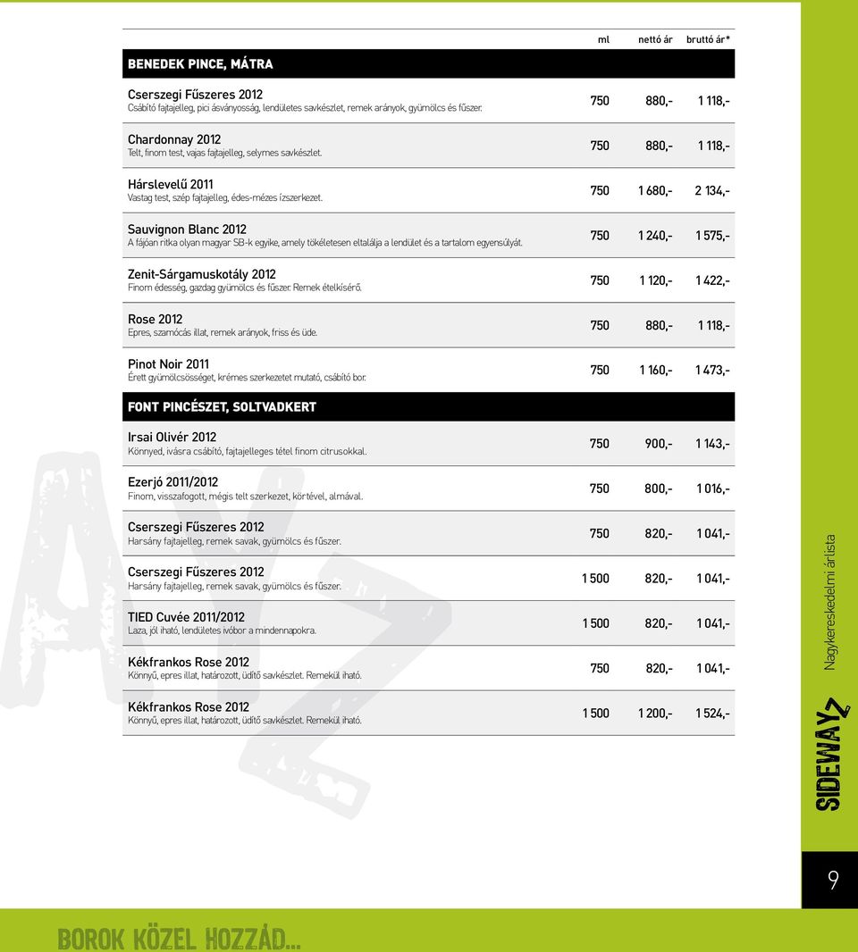 Sauvignon Blanc 2012 A fájóan ritka olyan magyar SB-k egyike, amely tökéletesen eltalálja a lendület és a tartalom egyensúlyát. Zenit-Sárgamuskotály 2012 Finom édesség, gazdag gyümölcs és fűszer.