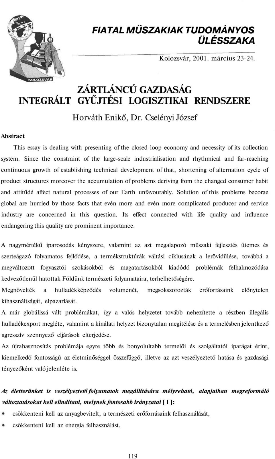 ZÁRTLÁNCÚ GAZDASÁG INTEGRÁLT GYŰJTÉSI LOGISZTIKAI RENDSZERE - PDF Ingyenes  letöltés