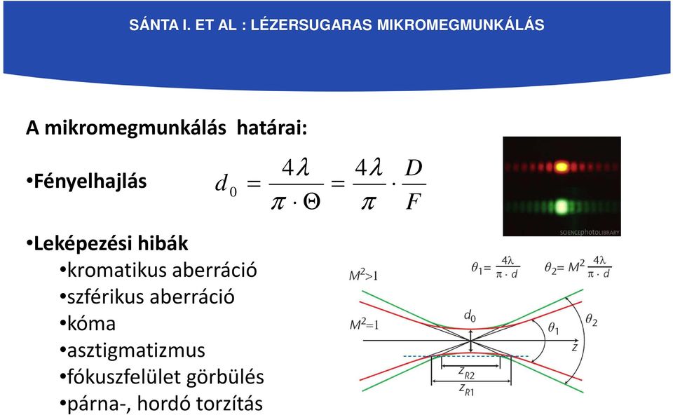 szférikus aberráció kóma asztigmatizmus