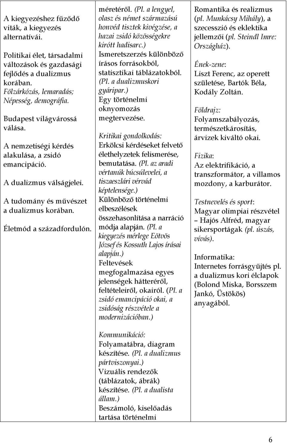 a lengyel, olasz és német származású honvéd tisztek kivégzése, a hazai zsidó közösségekre kirótt hadisarc.) Ismeretszerzés különböző írásos forrásokból, statisztikai táblázatokból. (Pl.