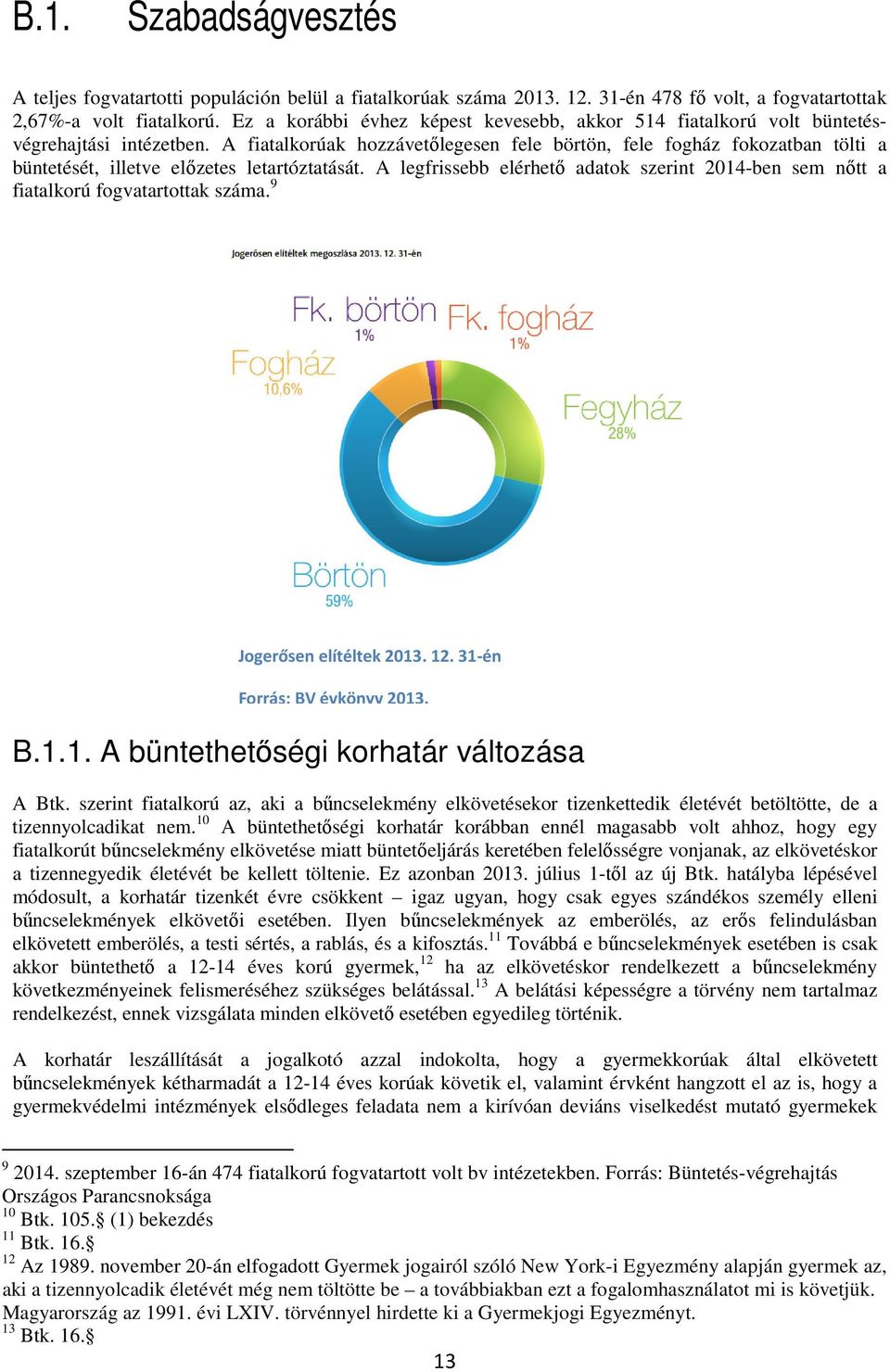 A fiatalkorúak hozzávetőlegesen fele börtön, fele fogház fokozatban tölti a büntetését, illetve előzetes letartóztatását.