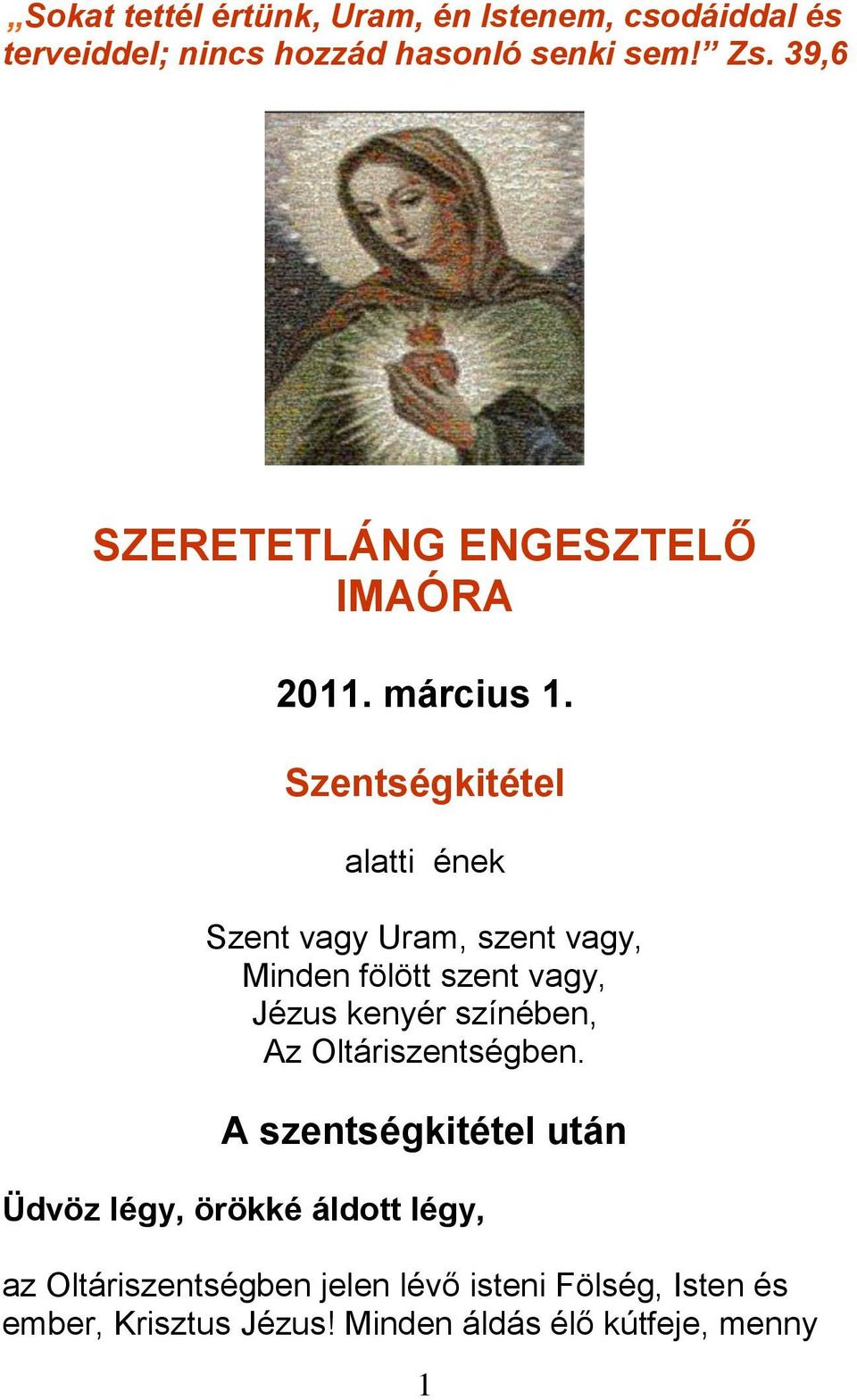 SZERETETLÁNG ENGESZTELŐ IMAÓRA - PDF Ingyenes letöltés