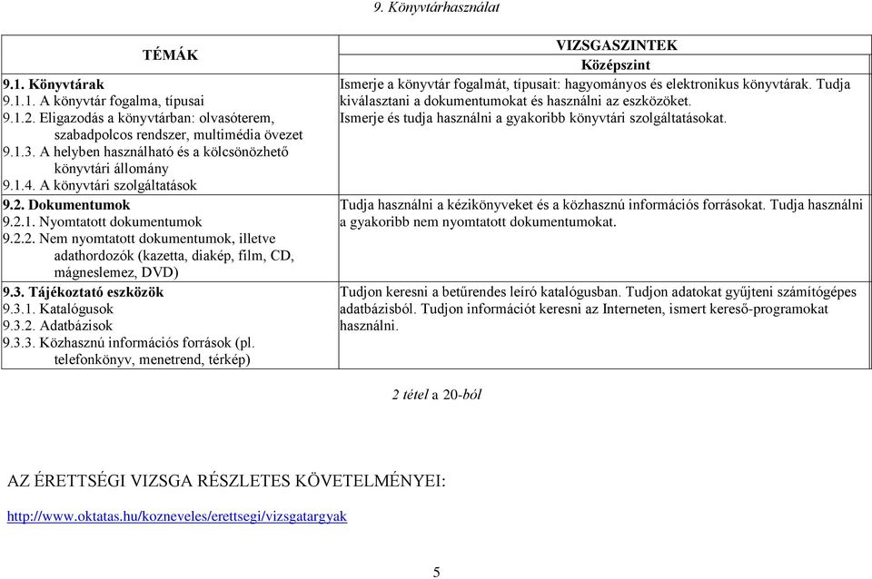 3. Tájékoztató eszközök 9.3.1. Katalógusok 9.3.2. Adatbázisok 9.3.3. Közhasznú információs források (pl.