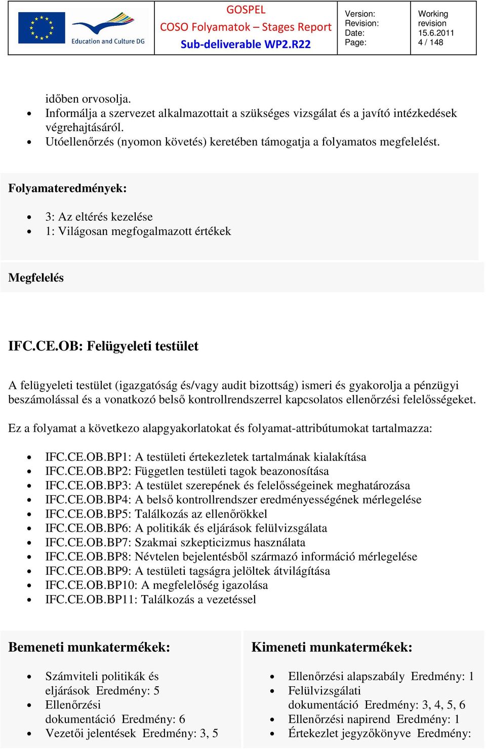 OB: Felügyeleti testület A felügyeleti testület (igazgatóság és/vagy audit bizottság) ismeri és gyakorolja a pénzügyi beszámolással és a vonatkozó belső kontrollrendszerrel kapcsolatos ellenőrzési