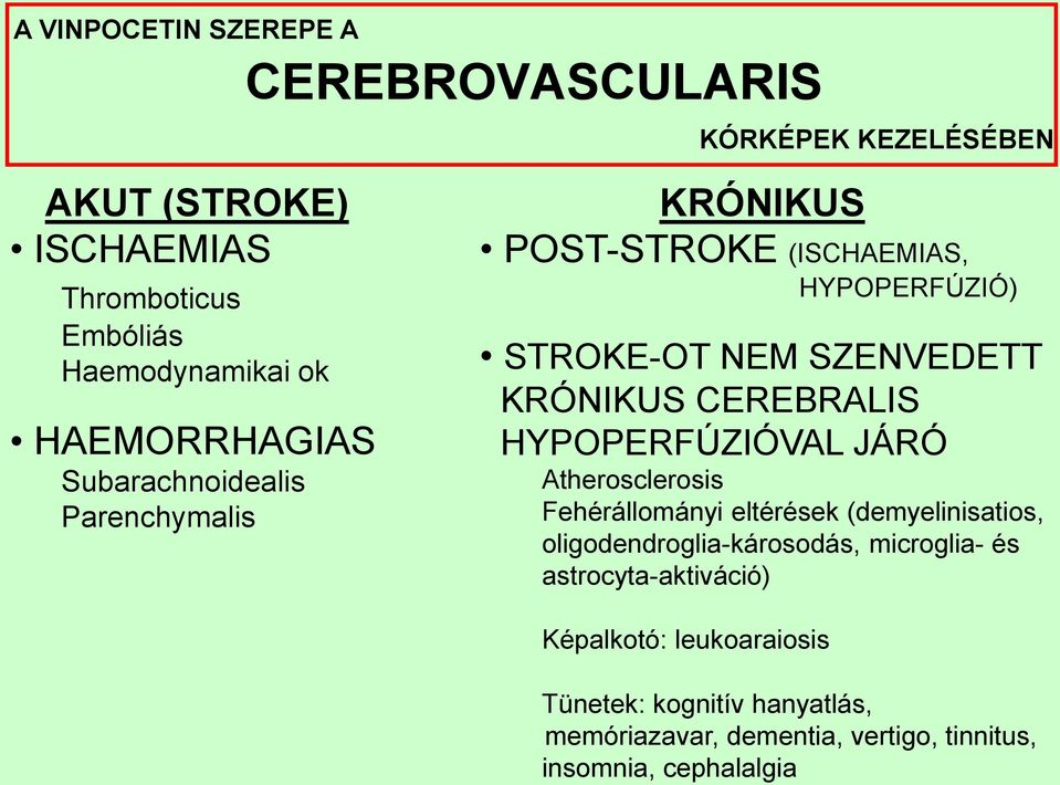 CEREBRALIS HYPOPERFÚZIÓVAL JÁRÓ Atherosclerosis Fehérállományi eltérések (demyelinisatios, oligodendroglia-károsodás, microglia- és