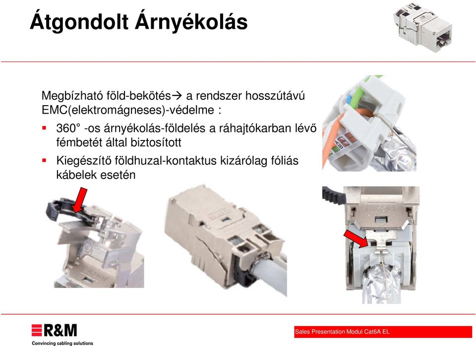árnyékolás-földelés a ráhajtókarban lévő fémbetét által