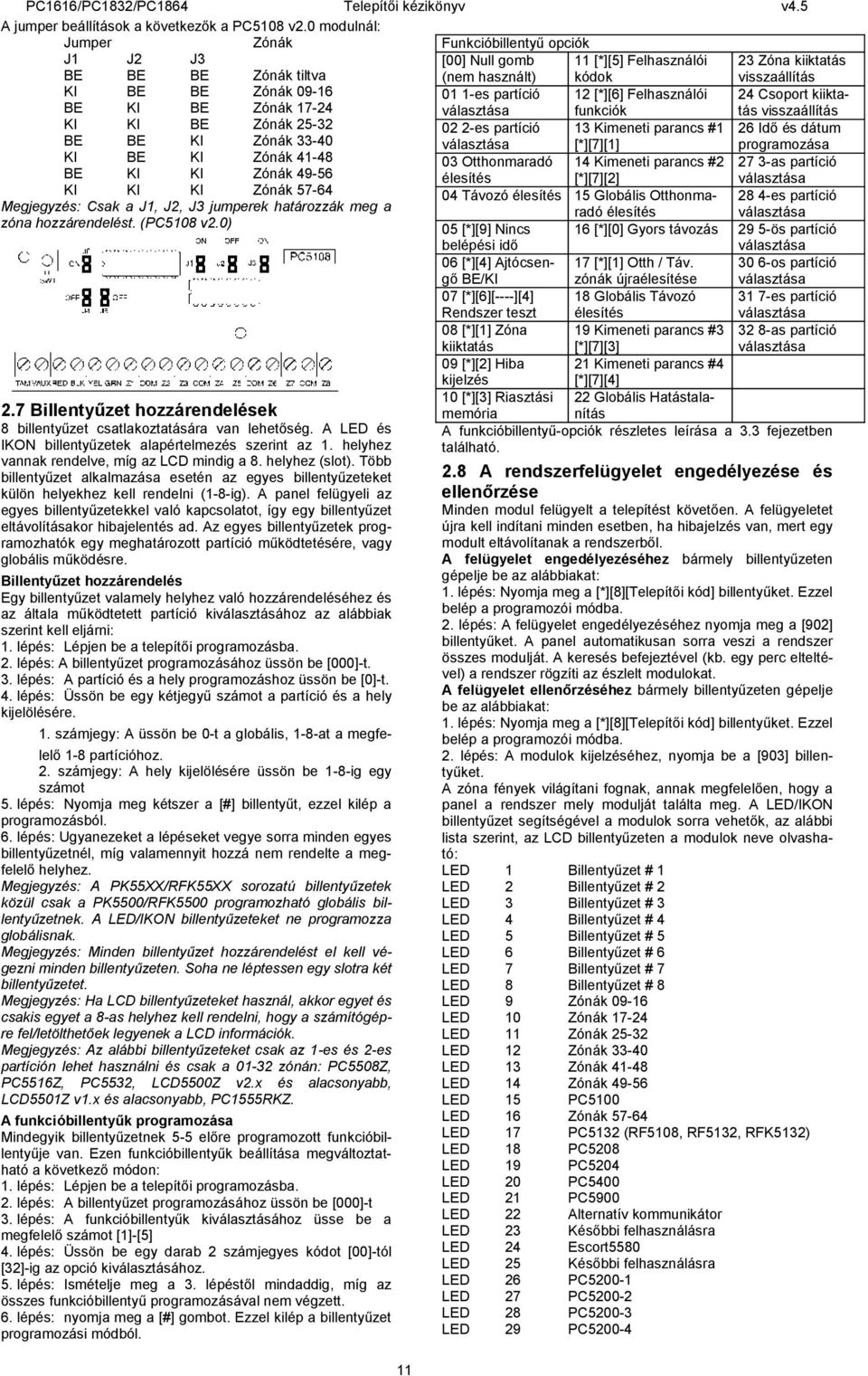 [*][6] Felhasználói 24 Csoport kiiktatás Zónák 17-24 választása funkciók visszaállítás Zónák 25-32 02 2-es partíció 13 Kimeneti parancs #1 26 Idő és dátum Zónák 33-40 választása [*][7][1]