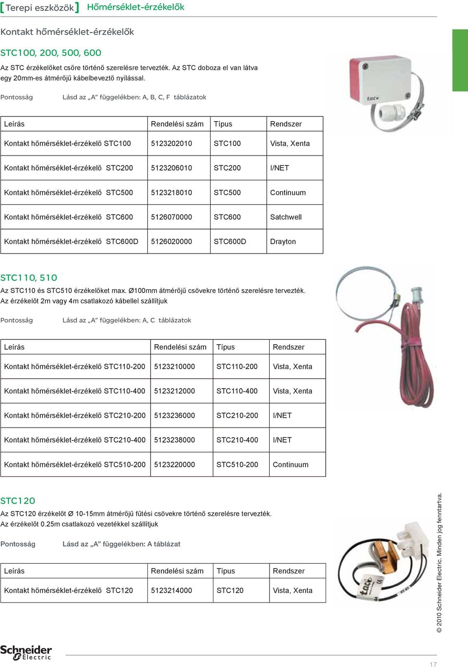 hőmérséklet-érzékelő STC500 5123218010 STC500 Continuum Kontakt hőmérséklet-érzékelő STC600 5126070000 STC600 Satchwell Kontakt hőmérséklet-érzékelő STC600D 5126020000 STC600D Drayton STC110, 510 Az