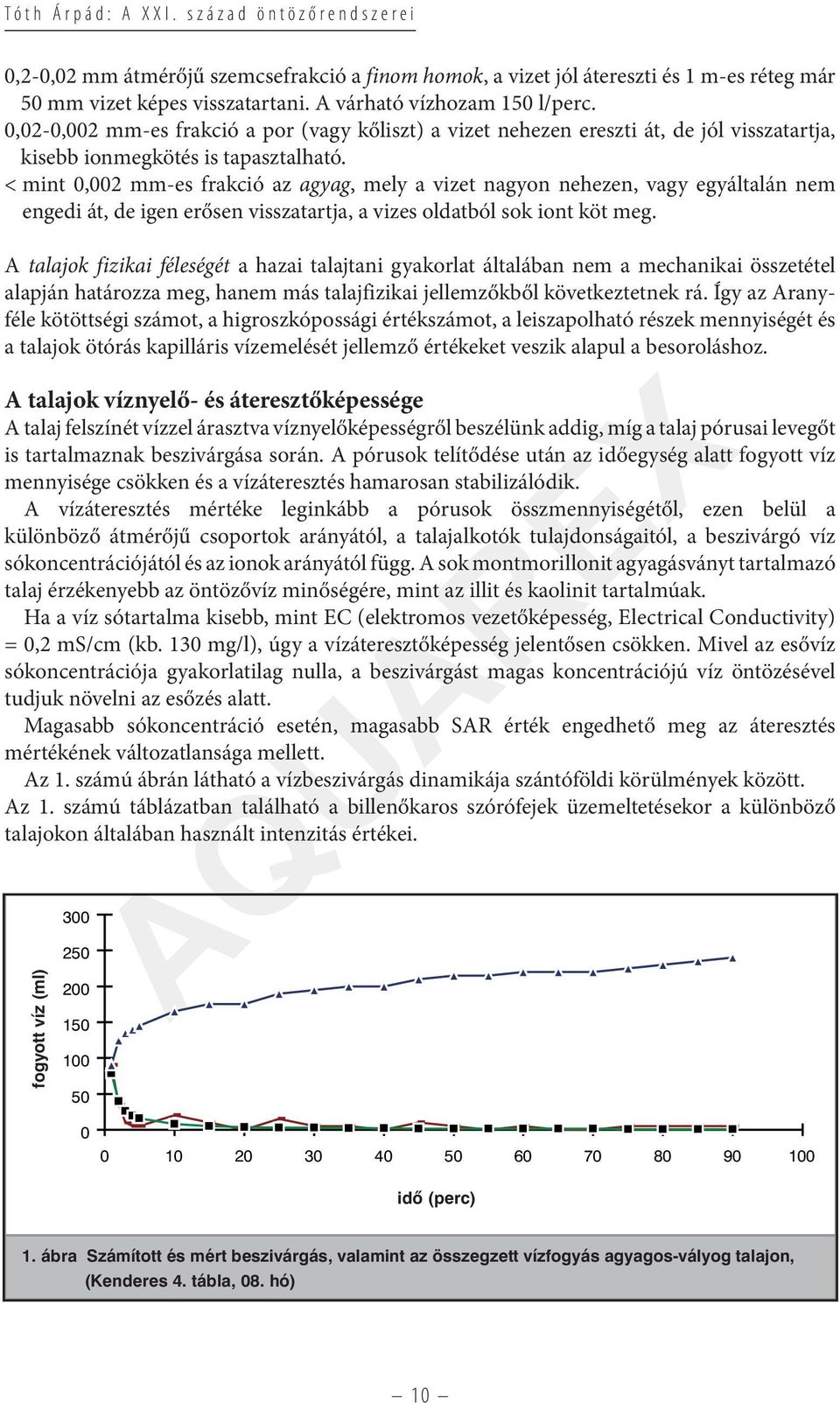 < mint 0,002 mm-es frakció az agyag, mely a vizet nagyon nehezen, vagy egyáltalán nem engedi át, de igen erősen visszatartja, a vizes oldatból sok iont köt meg.