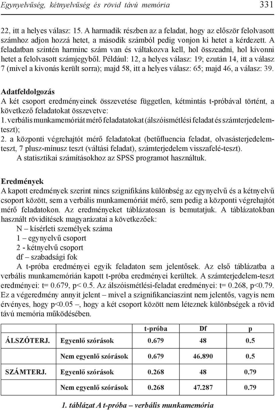 A feladatban szintén harminc szám van és váltakozva kell, hol összeadni, hol kivonni hetet a felolvasott számjegyből.