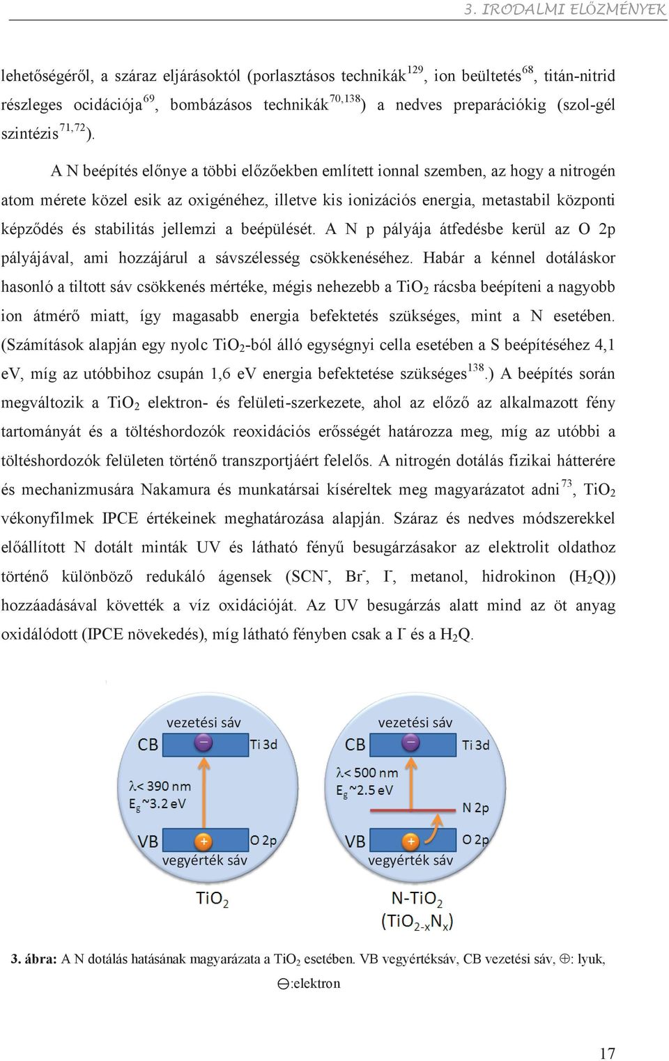 A N beépítés előnye a többi előzőekben említett ionnal szemben, az hogy a nitrogén atom mérete közel esik az oxigénéhez, illetve kis ionizációs energia, metastabil központi képződés és stabilitás