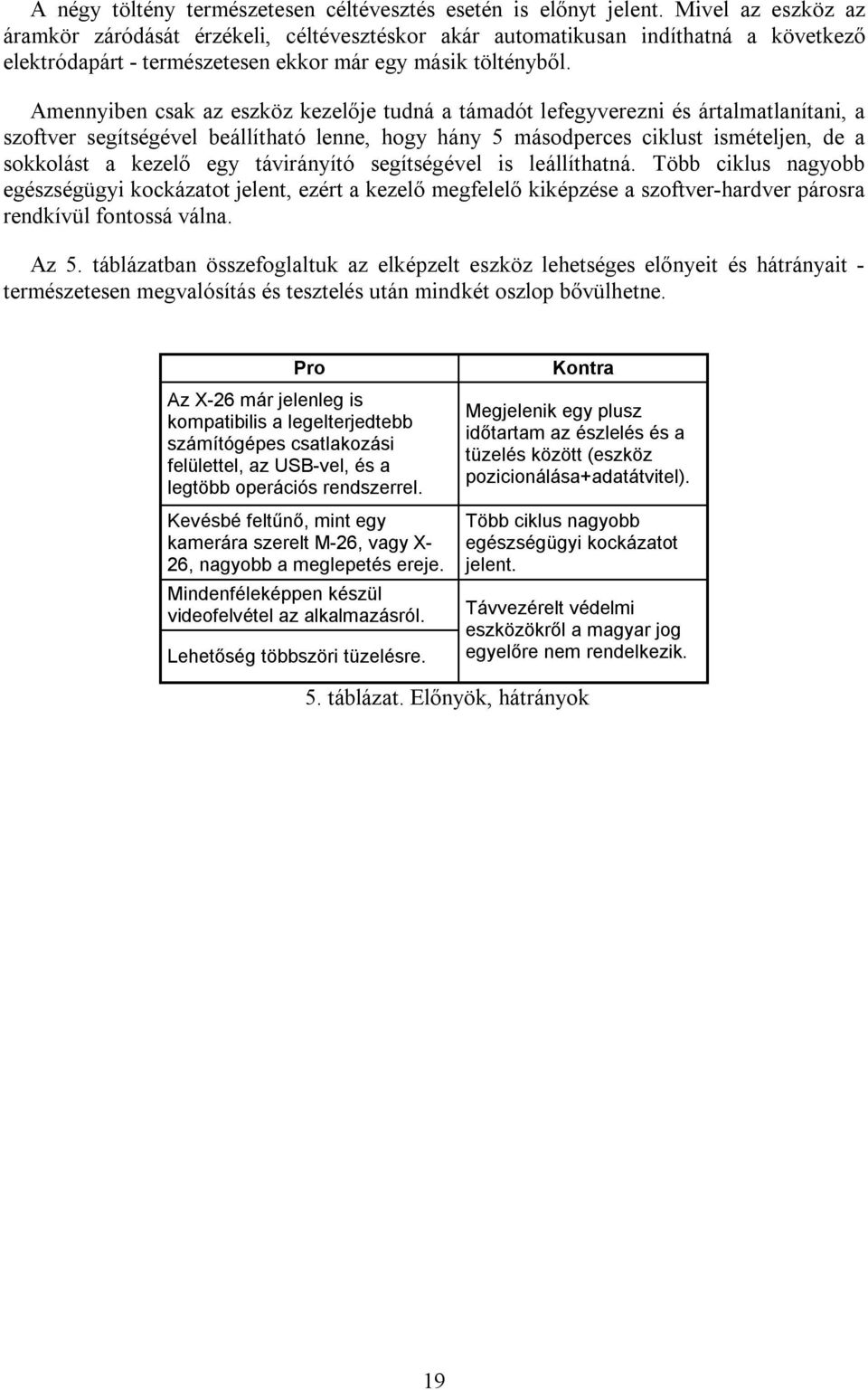 Amennyiben csak az eszköz kezelője tudná a támadót lefegyverezni és ártalmatlanítani, a szoftver segítségével beállítható lenne, hogy hány 5 másodperces ciklust ismételjen, de a sokkolást a kezelő