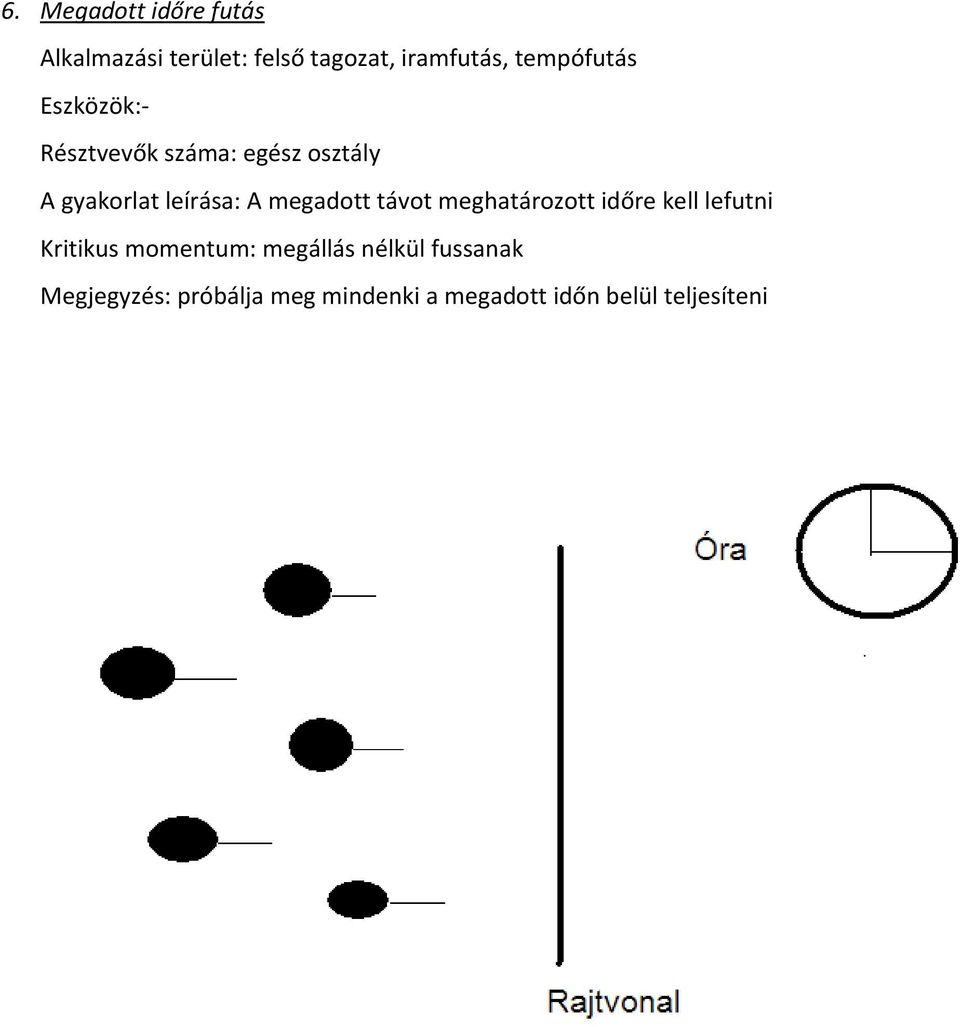 távot meghatározott időre kell lefutni Kritikus momentum: megállás