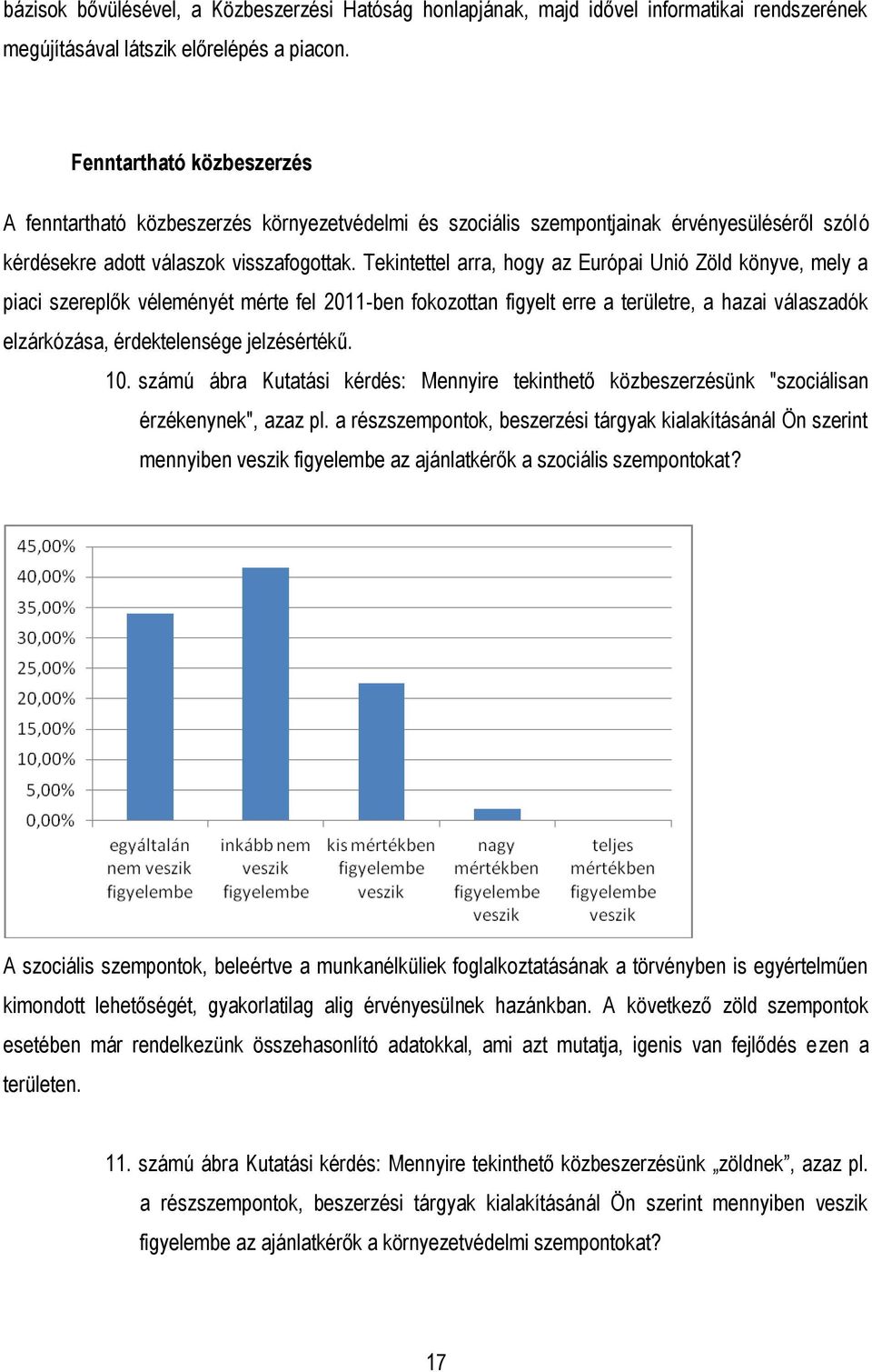 Tekintettel arra, hogy az Európai Unió Zöld könyve, mely a piaci szereplők véleményét mérte fel 2011-ben fokozottan figyelt erre a területre, a hazai válaszadók elzárkózása, érdektelensége