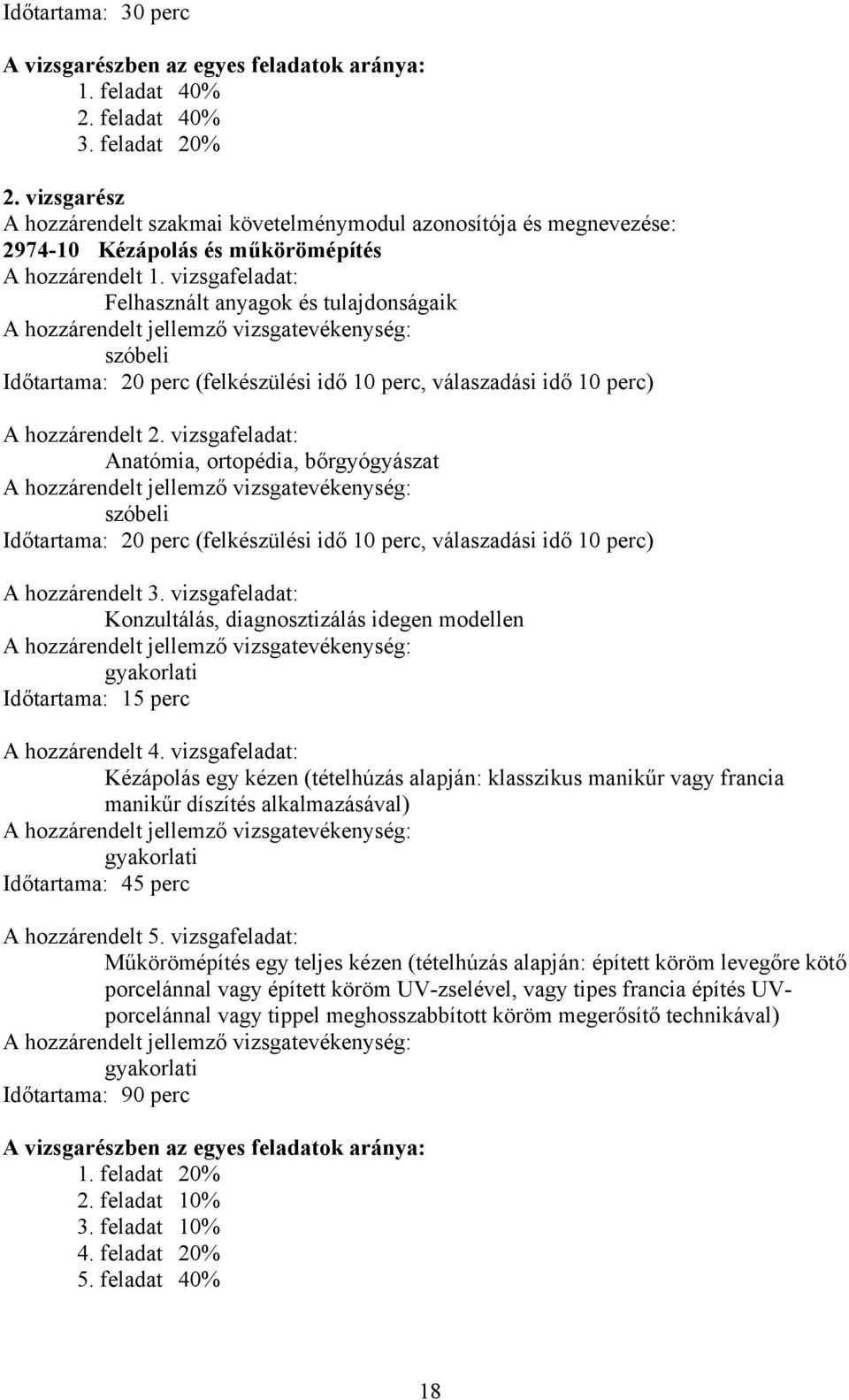 vizsgafeladat: Felhasznált anyagok és tulajdonságaik szóbeli Időtartama: 20 perc (felkészülési idő 10 perc, válaszadási idő 10 perc) A hozzárendelt 2.