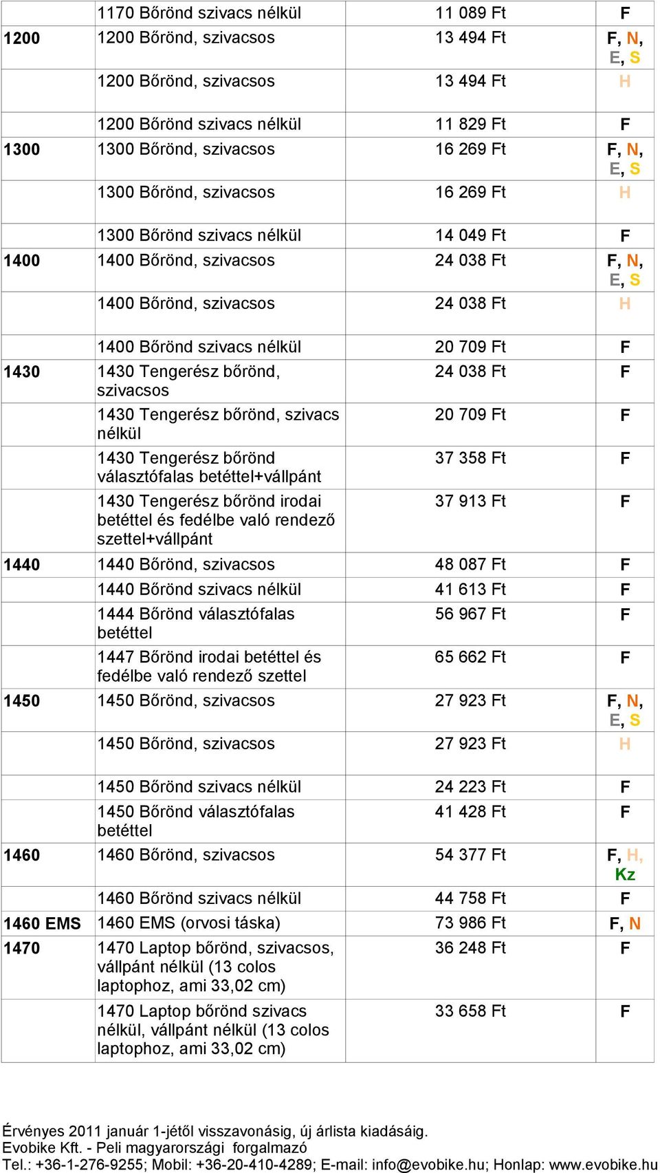 37 358 t 1430 Tengerész bőrönd irodai 37 913 t és fedélbe való rendező szettel+vállpánt 1440 1440 Bőrönd, 48 087 t 1440 Bőrönd szivacs 1444 Bőrönd választófalas 41 613 t 56 967 t 1447 Bőrönd irodai