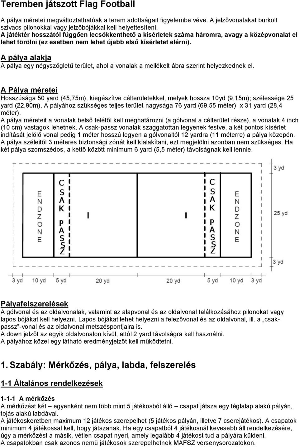 A pálya alakja A pálya egy négyszögletű terület, ahol a vonalak a mellékelt ábra szerint helyezkednek el.