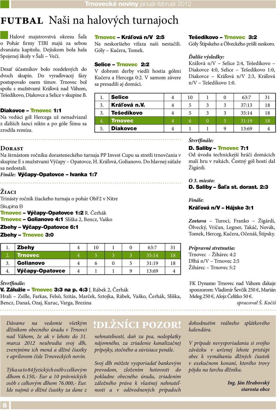 Trnovec bol spolu s mužstvami Kráľová nad Váhom, Tešedíkovo, Diakovce a Selice v skupine B.