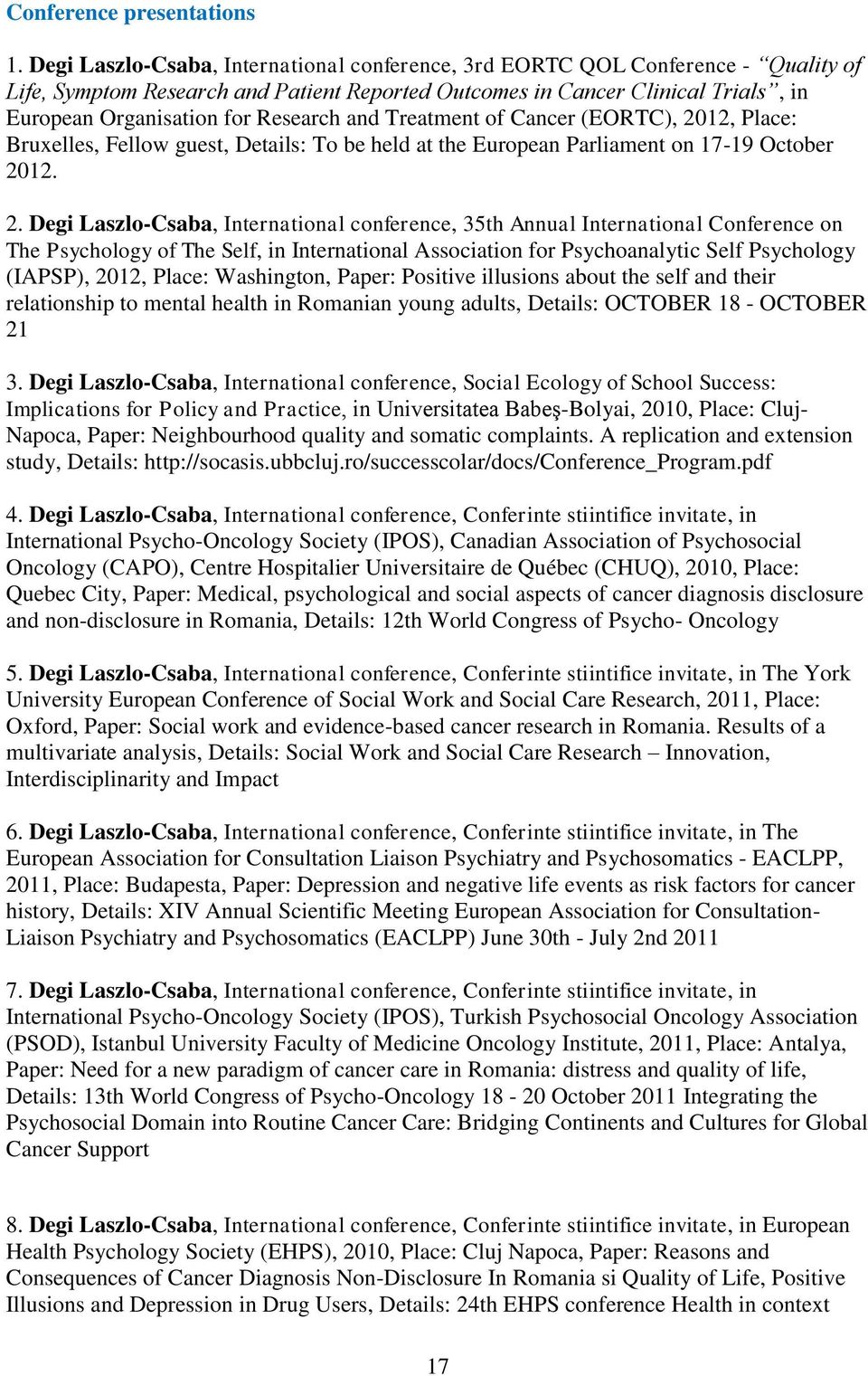 Research and Treatment of Cancer (EORTC), 20